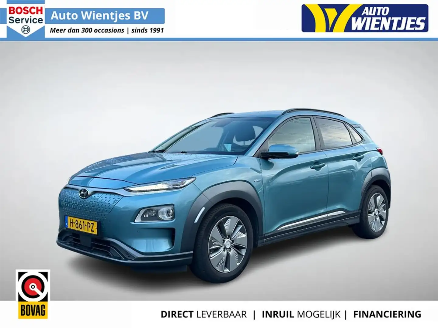 Hyundai KONA EV Premium 64 kWh 3-Fase | SOH 96% | Leer | Navi Blauw - 1