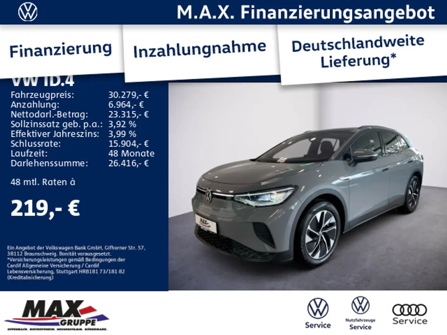 Volkswagen ID.4 PRO PERFORMANCE  +LED+KAMERA+PANO+AUGM.HUD+ Grijs - 1