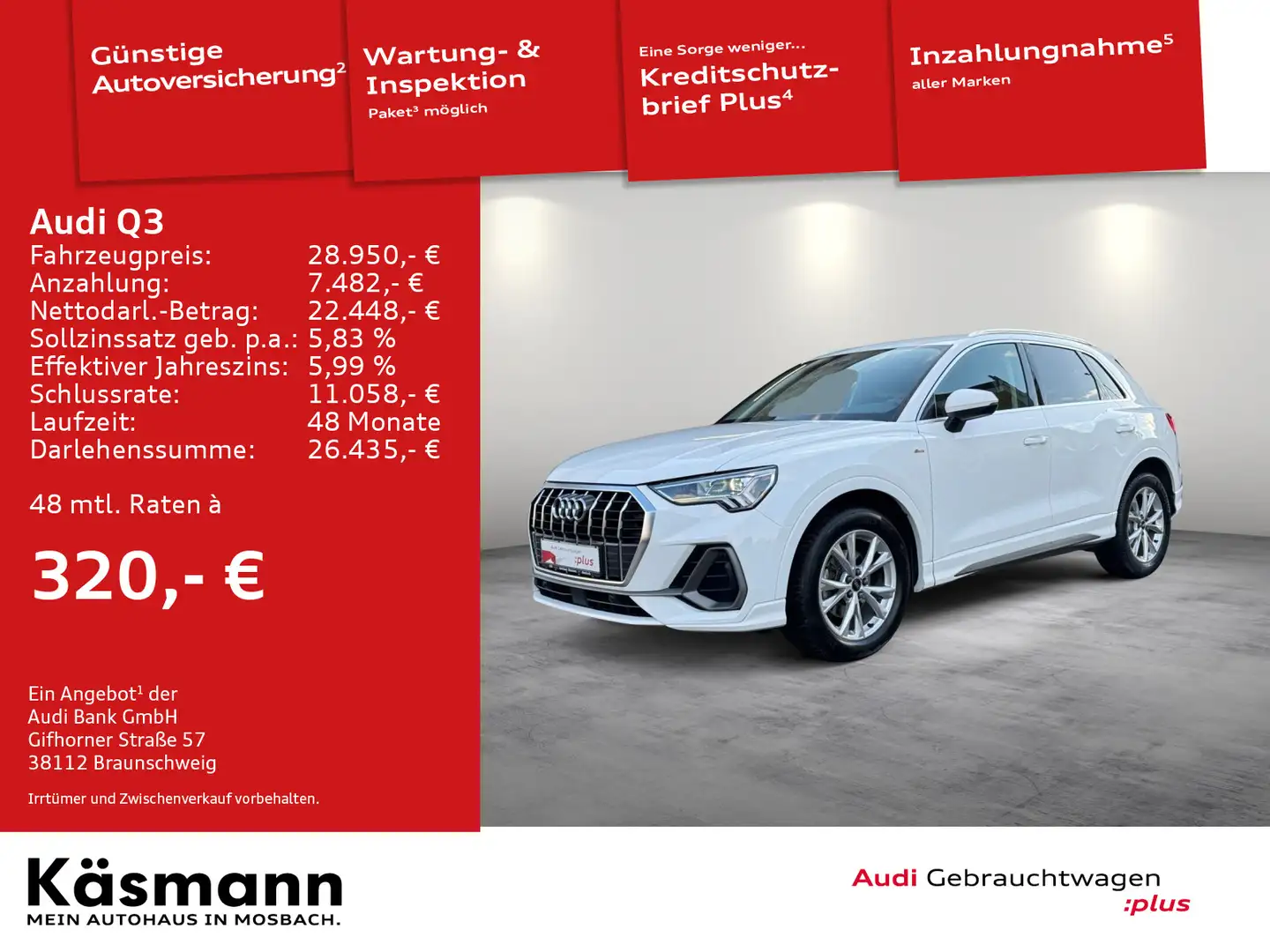 Audi Q3 S line 35TFSI NAV PDC LED SHZ ACC Weiß - 1