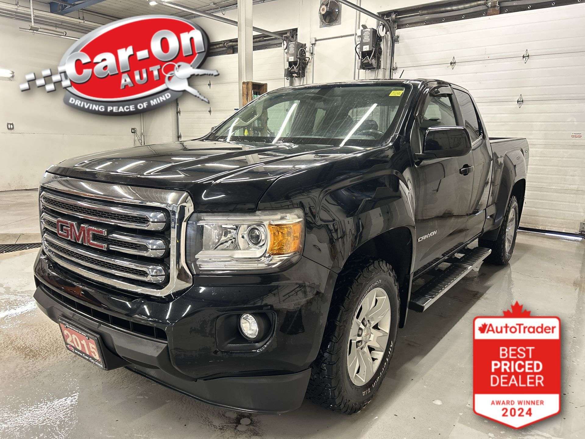 Black 2015 GMC Canyon SLE Ext. Cab LB 4WD Pickup Truck Four-Wheel Drive Automatic