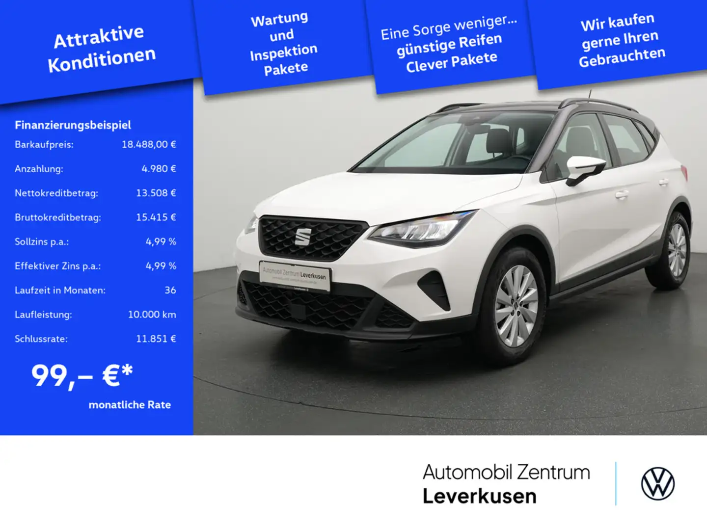 SEAT Arona Style AHK NAVI VIRT ACC CARPLAY LED PDC Weiß - 1