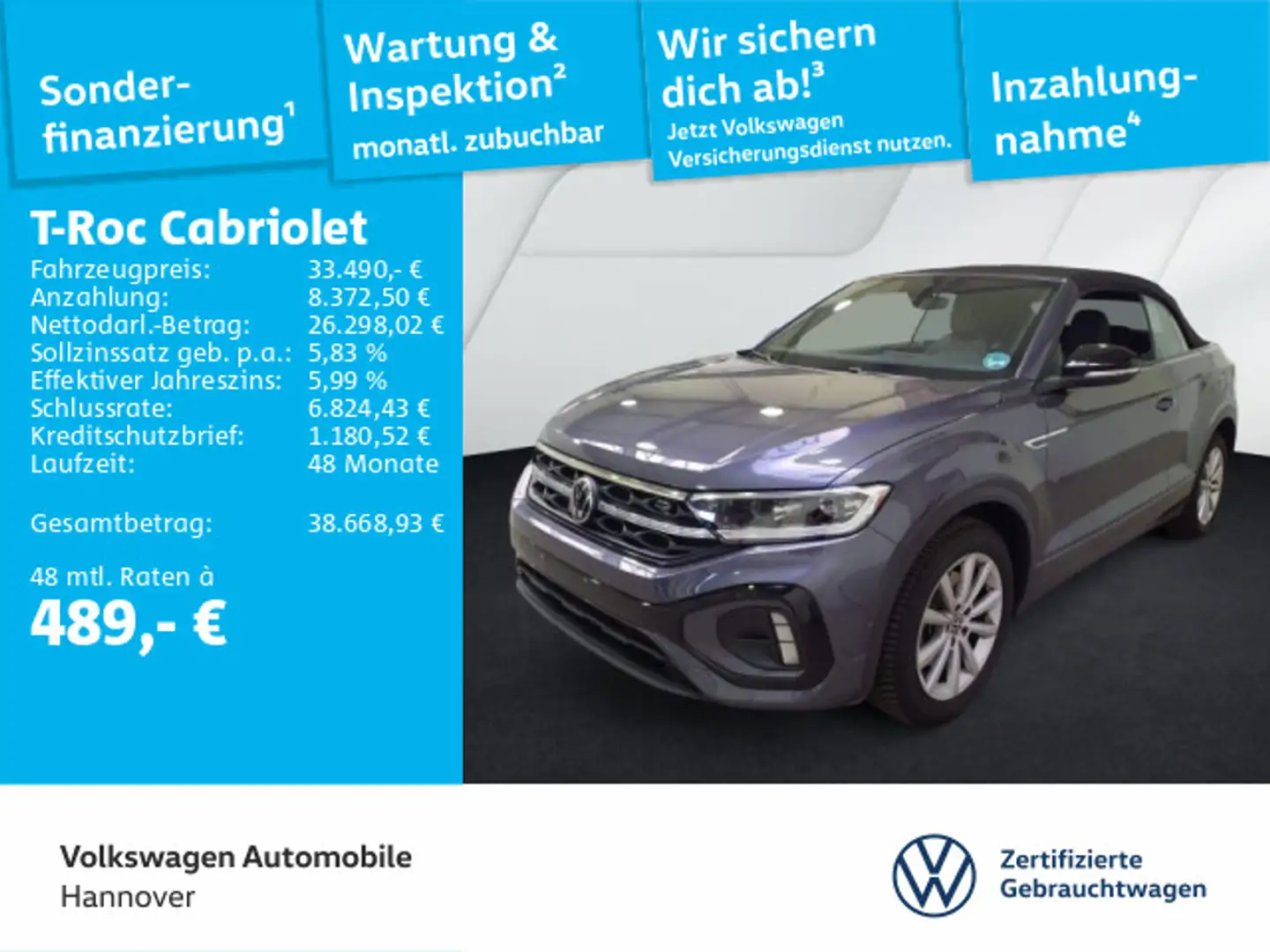 Volkswagen T-Roc 1.5 TSI DSG R-Line Navi LED DigC Grau - 1