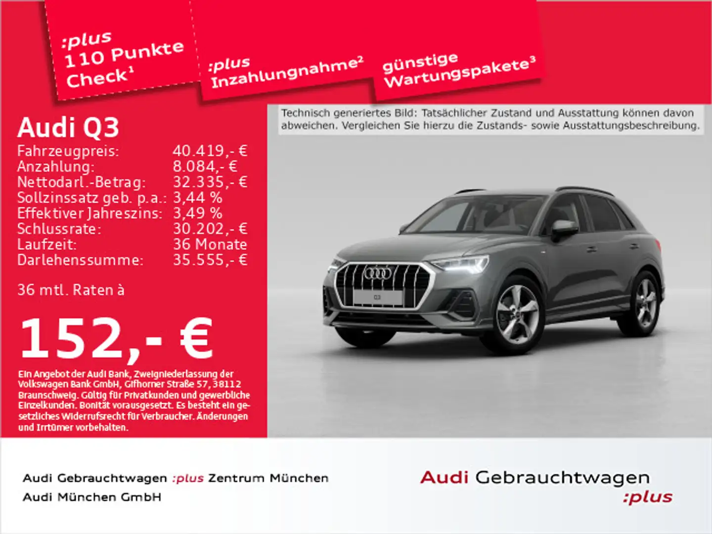 Audi Q3 35 TFSI S tronic S line ACC/AHK/Virtual+ Grau - 1