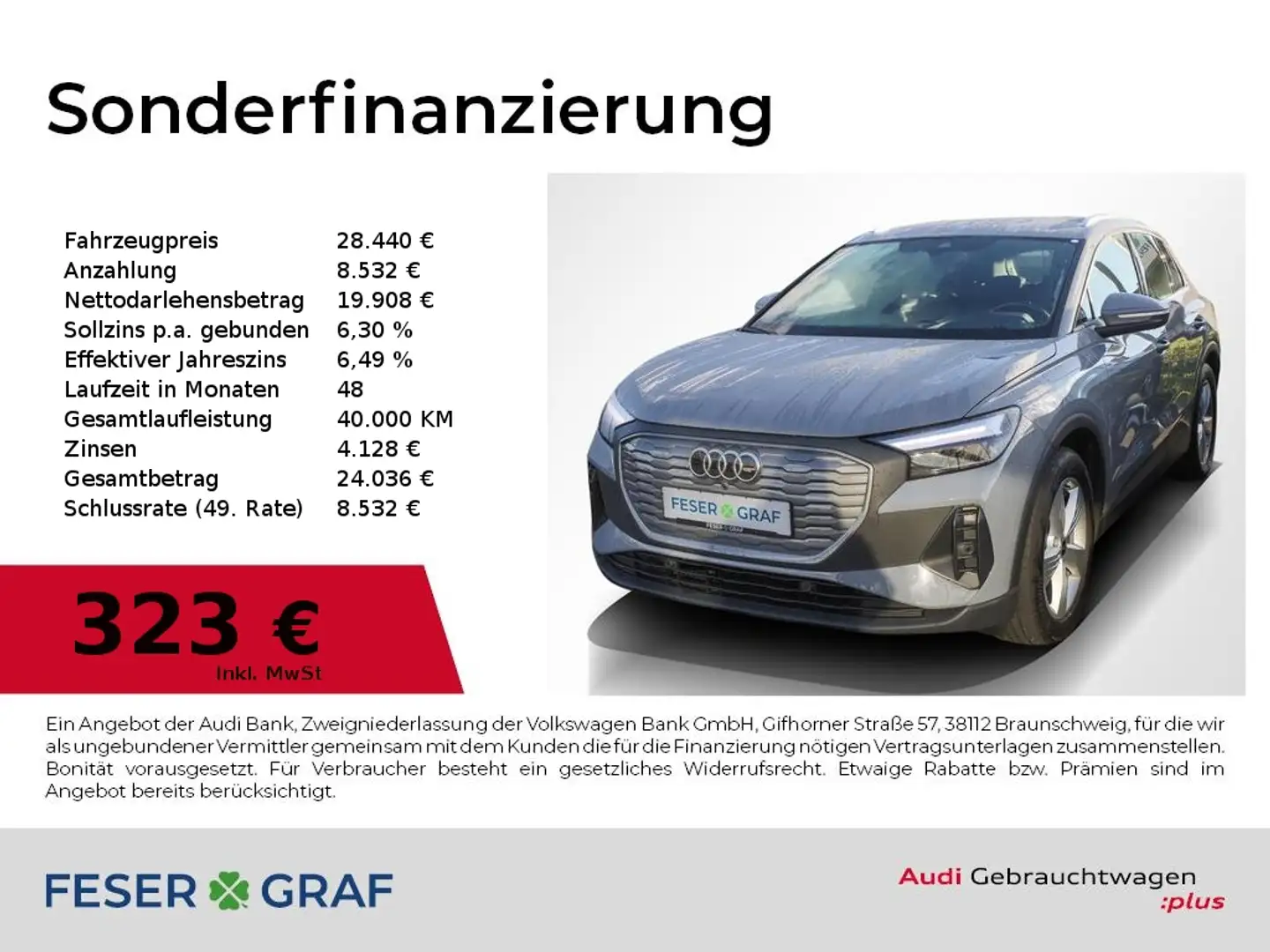 Audi Q4 e-tron 40 Navi,Kamera,SONOS,HUD,LED Grau - 1