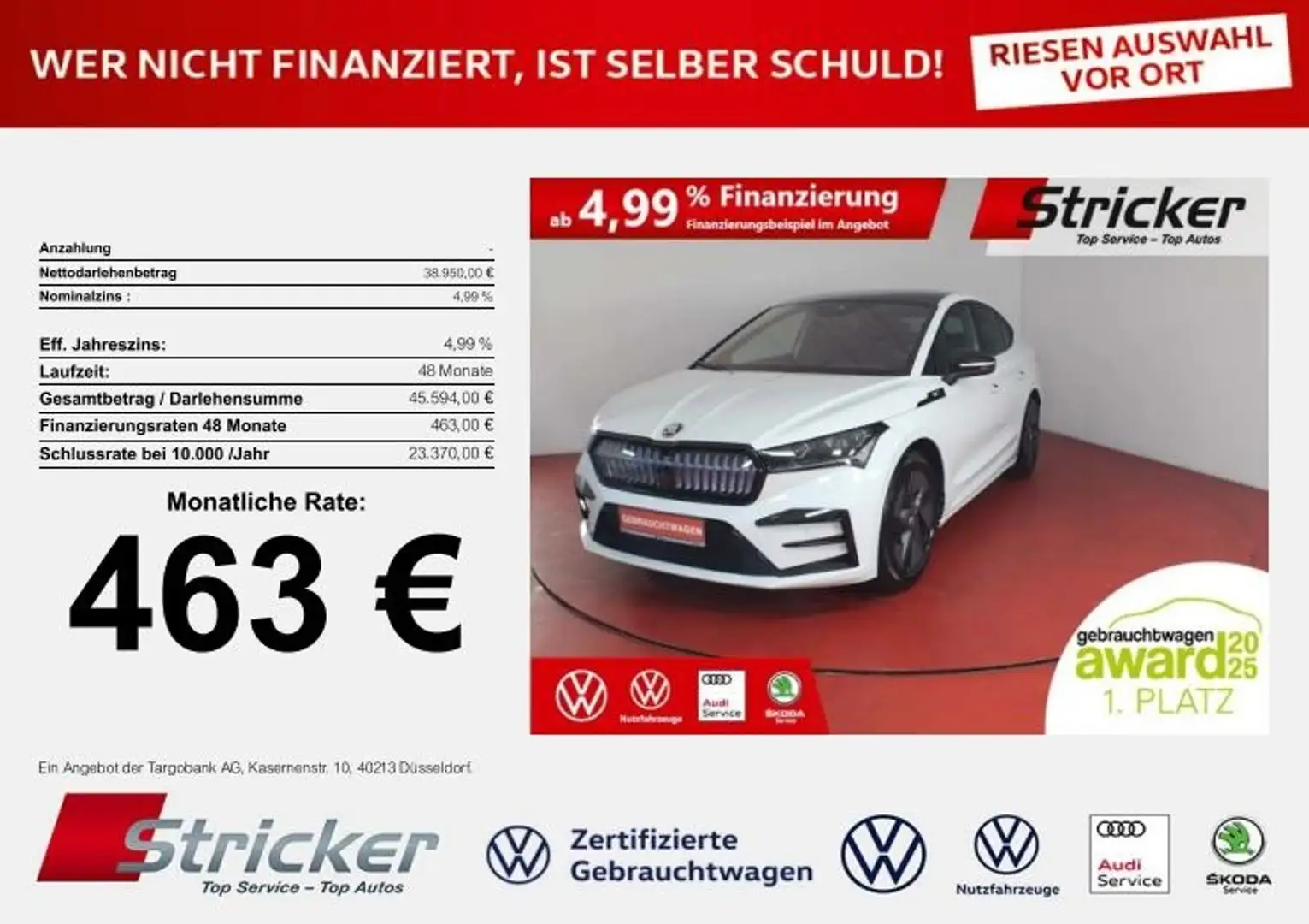 Skoda Enyaq Coupe RS Lounge 463,-ohne Anzahlung ACC Head-up C Blanc - 1