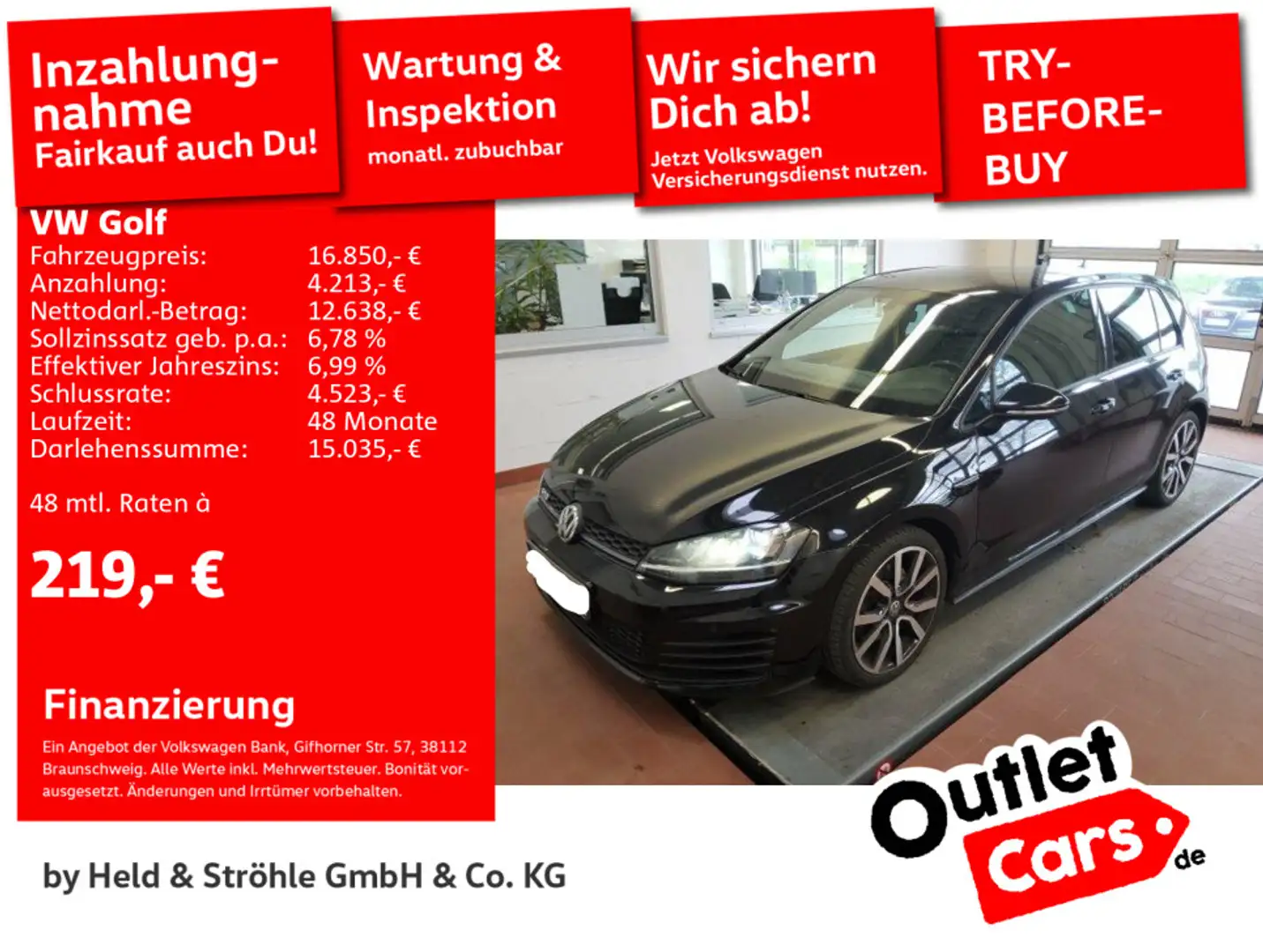 Volkswagen Golf GTD 2.0 TDI NAV BI-XENON PDC Schwarz - 1
