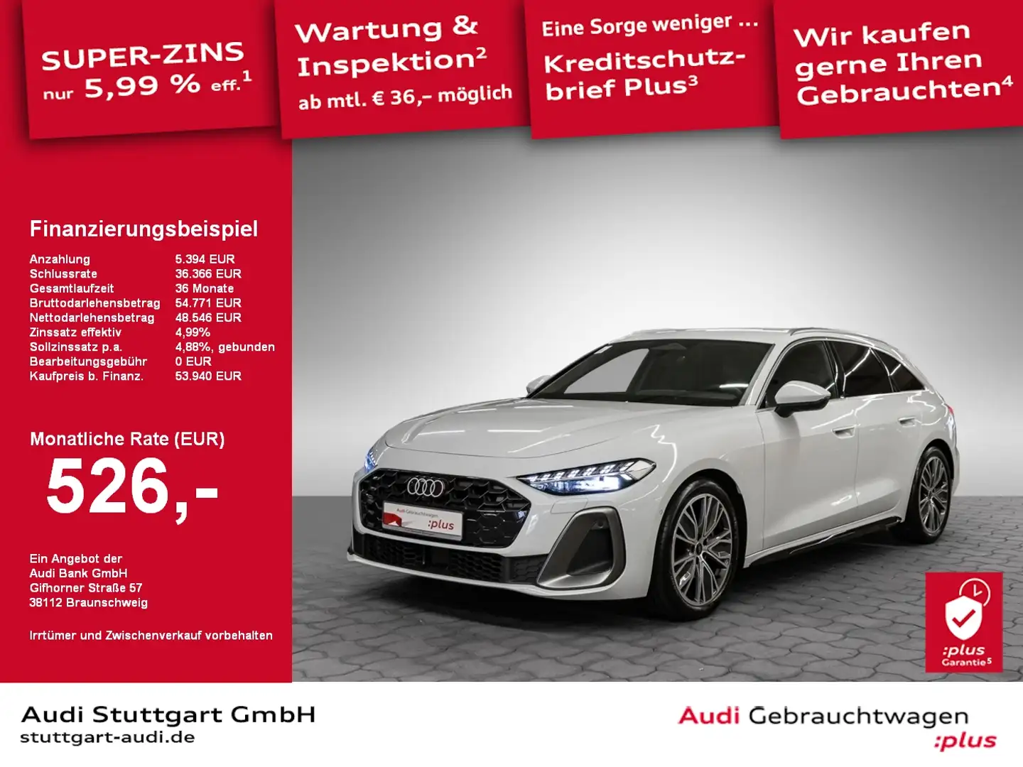Audi A5 Avant TFSI S tronic Leder SHZ Navi LED PDC Weiß - 1