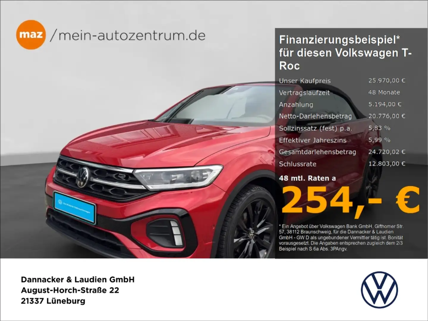 Volkswagen T-Roc Cabriolet 1.5 TSI R-Line Alu Matrix-LED ACC Sitzh. Rot - 1