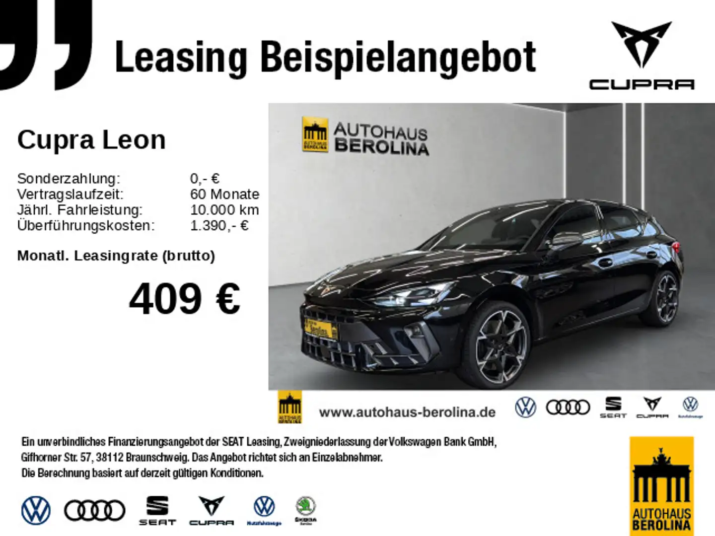 CUPRA Leon 2.0 TSI VZ DSG *PANO*MATRIX*ACC*NAV*R-CAM* Schwarz - 1