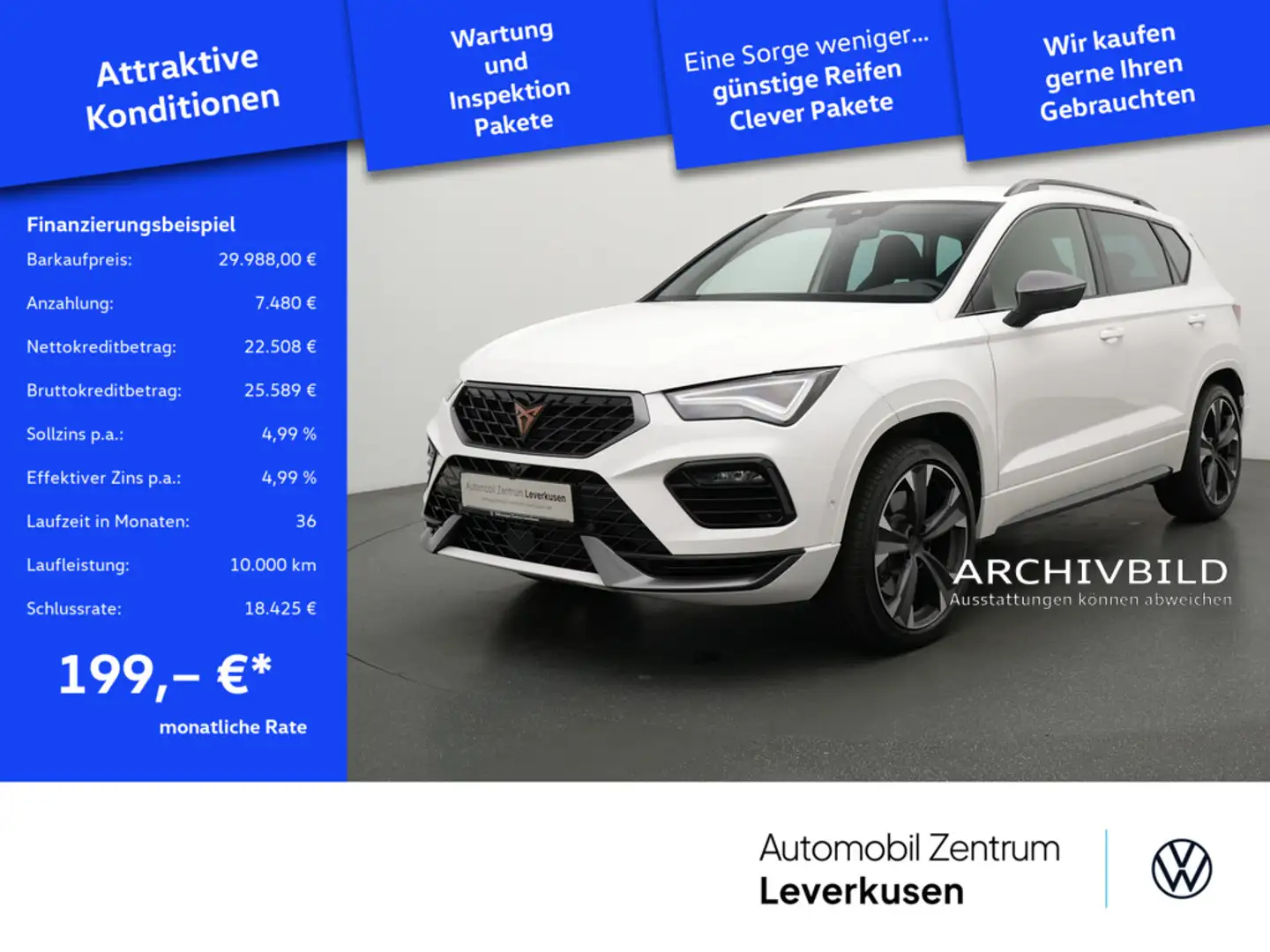 CUPRA Ateca VZ NAVI VIRT ACC LEDER KAM 360° DCC MEM Weiß - 1