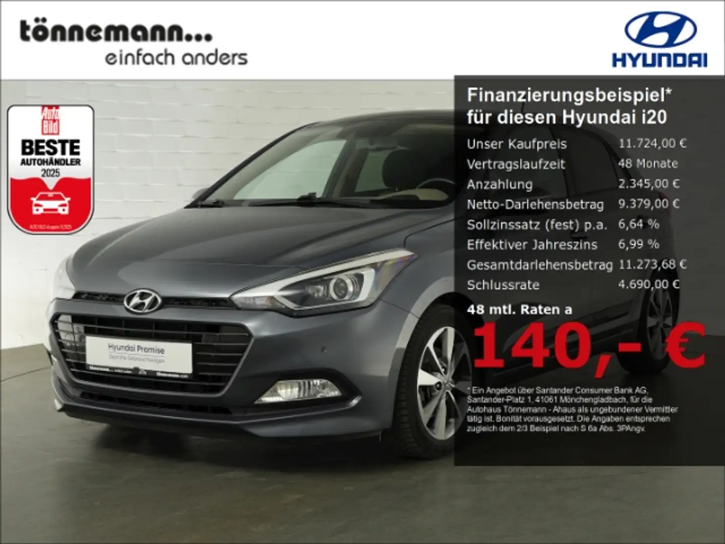 Hyundai i20 T-GDi STYLE+NAVI+SITZ-/LENKRADHEIZUNG+LED-TAGFAHRL Gris - 1