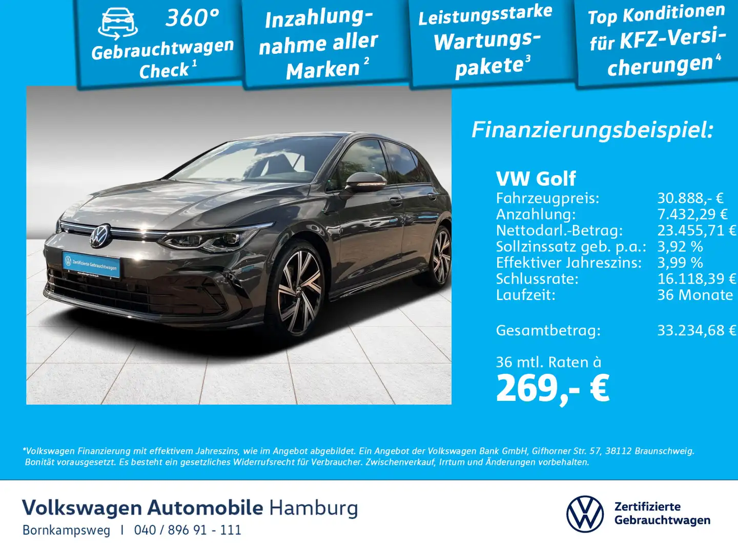 Volkswagen Golf VIII 2.0 TSI R-Line DSG Panorama DCC LED Grau - 1