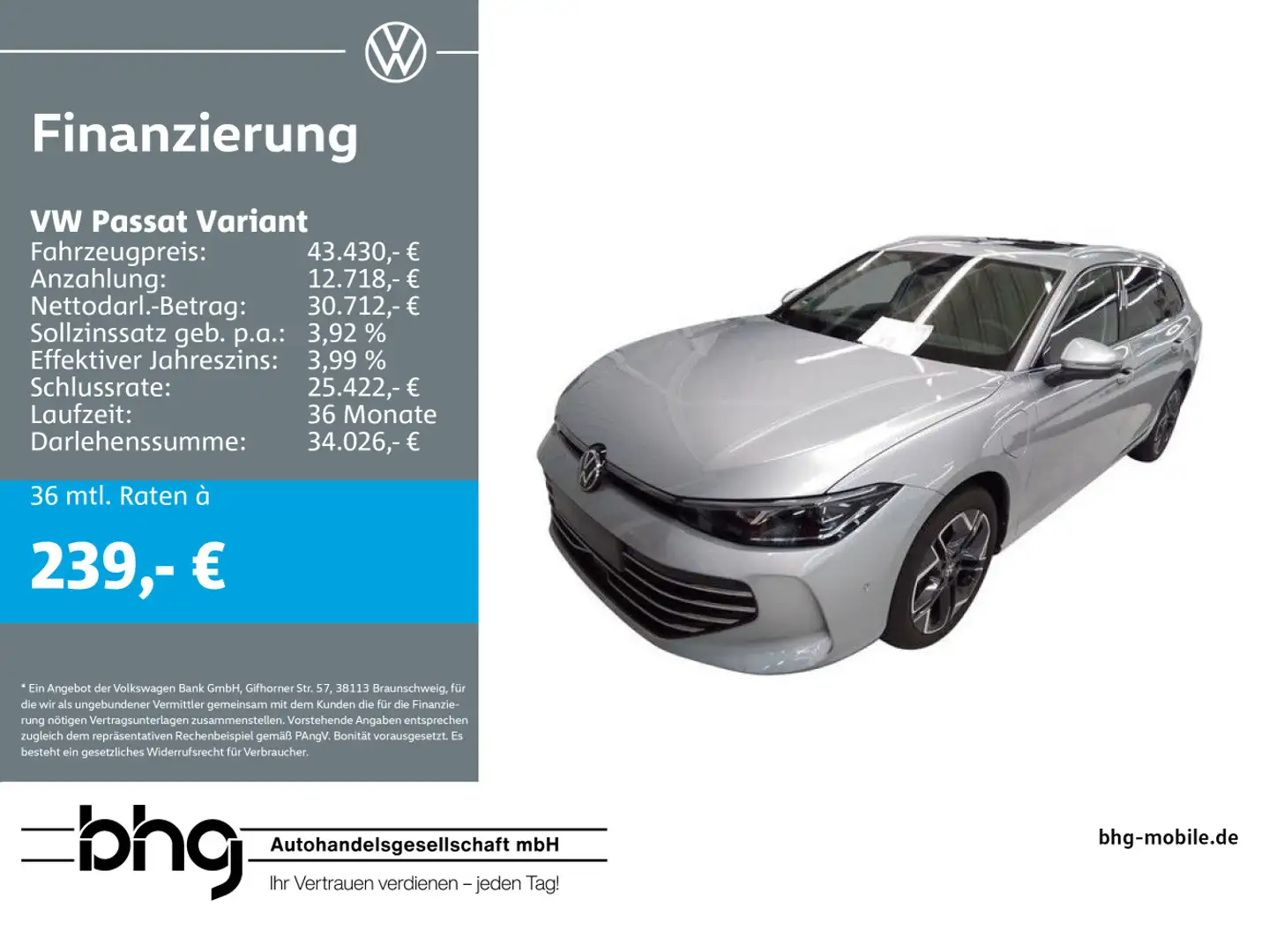 Volkswagen Passat Variant 1.5 e-Hybrid DSG Elegance #PANO # Silber - 1