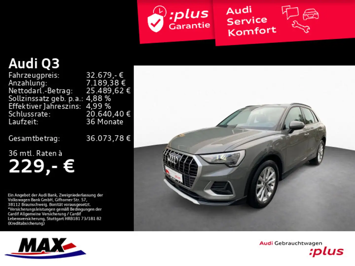 Audi Q3 35 TDI Stronic ADVANCED NAVI+LED+LEDER+VIRTUA Grau - 1