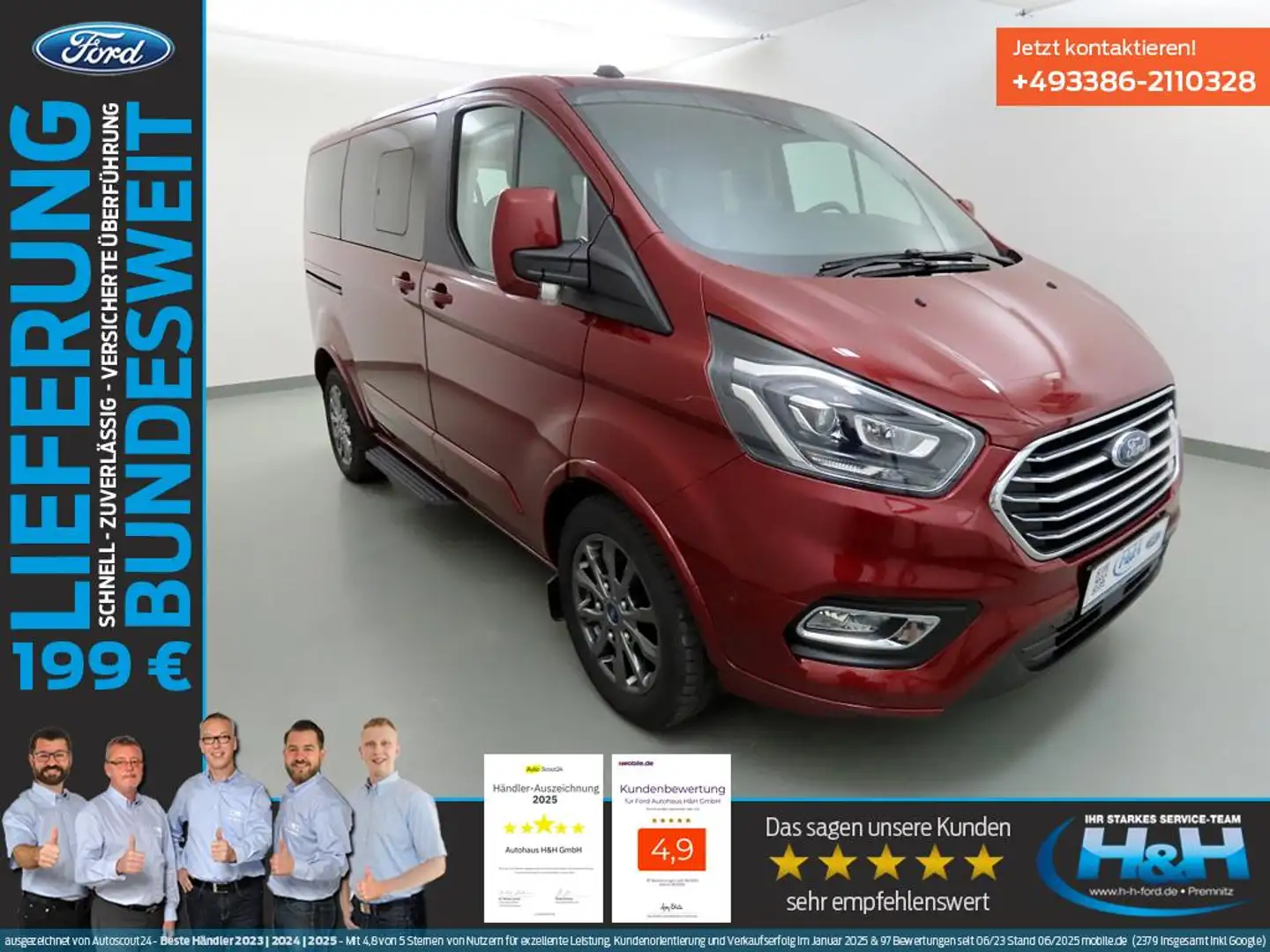 Ford Tourneo Custom 2.0 Aut L1 Titanium X iACC+AHK Rouge - 1