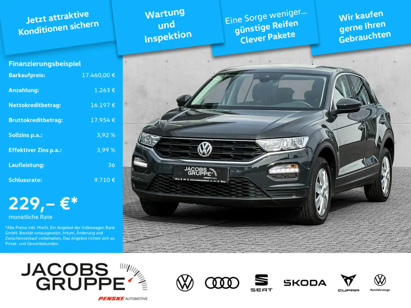 Volkswagen T-Roc 1.0 TSI AHK/Navi/PDC/Klima/bluetooth Grijs - 1