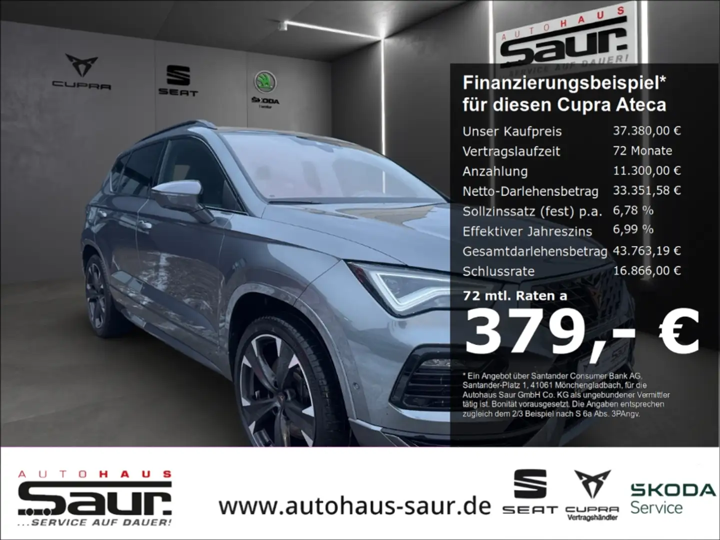 CUPRA Ateca 2.0 TSI DSG 4Drive PANORAMA AHK BEATS SHZ 360° KAM Grau - 1