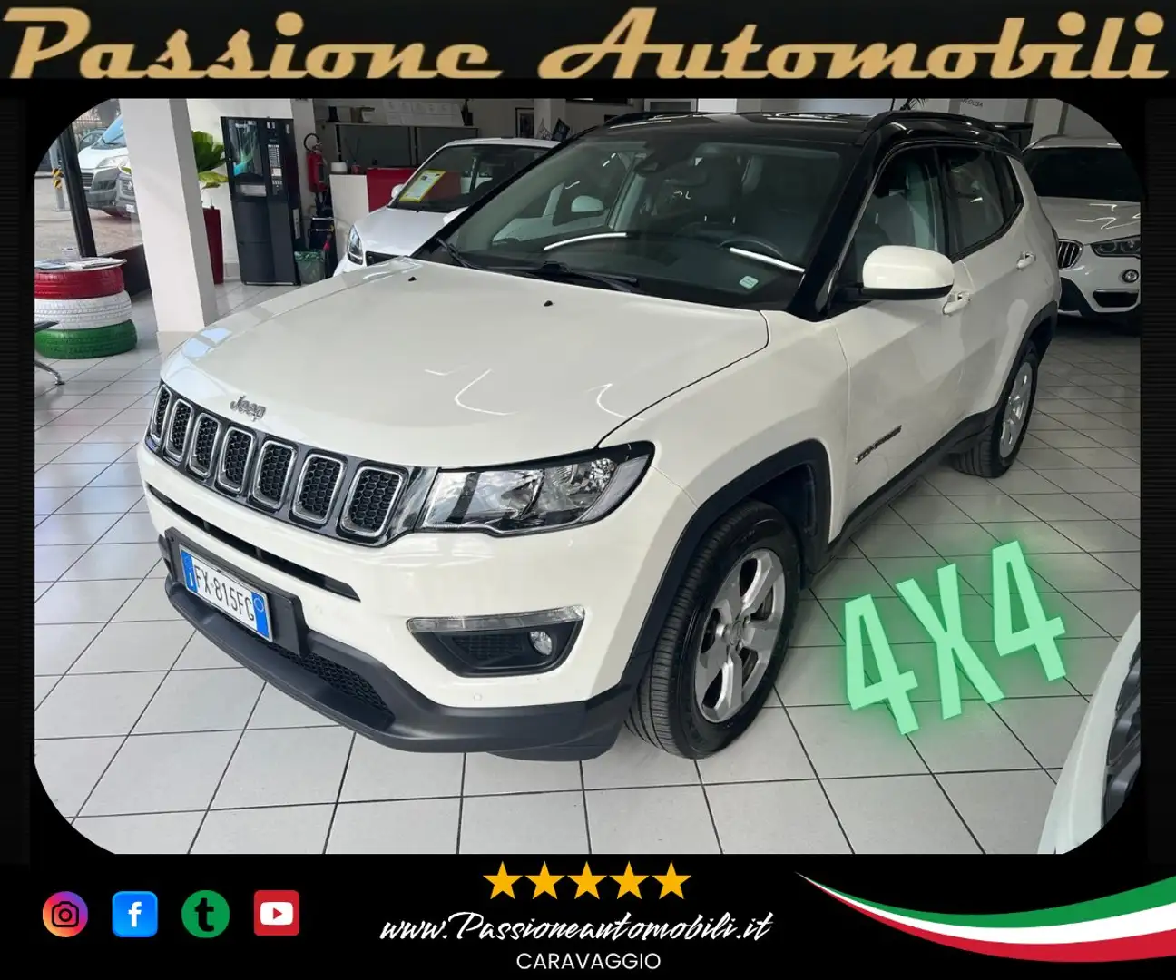 Jeep Compass Compass II 2.0 mjt Longitude 4wd 140cv auto my19 Bianco - 1