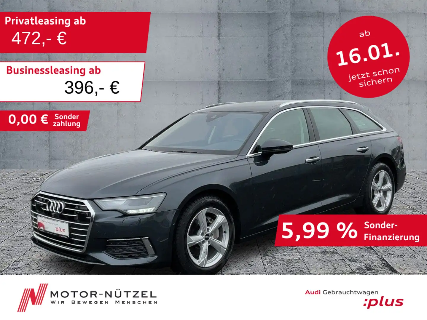 Audi A6 40 TDI S-TR DESIGN LED+NAV+B&O+AHK+360° Grau - 1