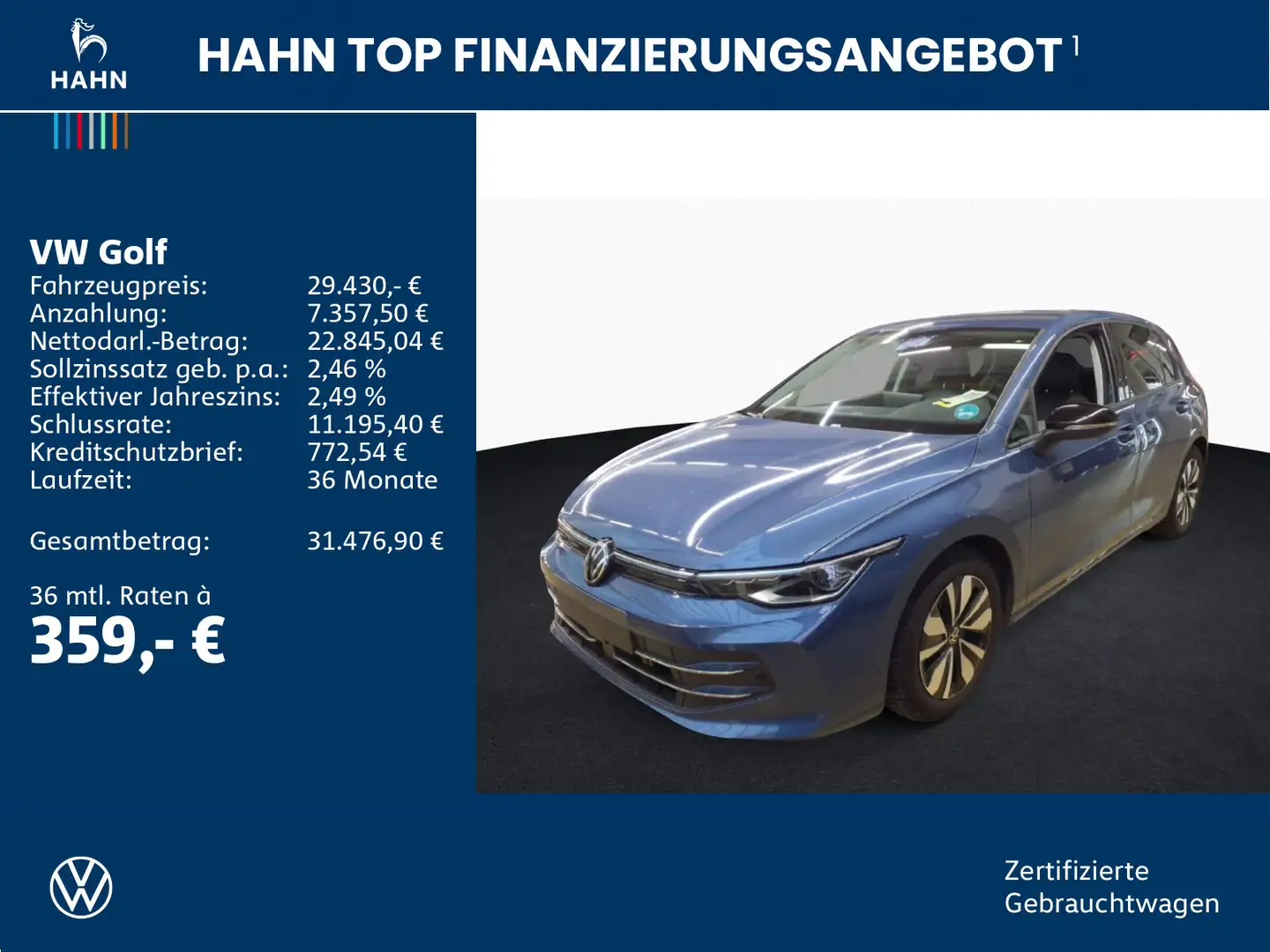 Volkswagen Golf VIII 1.5eTSI DSG Goal AHK Cam Matrix Navi Blau - 2