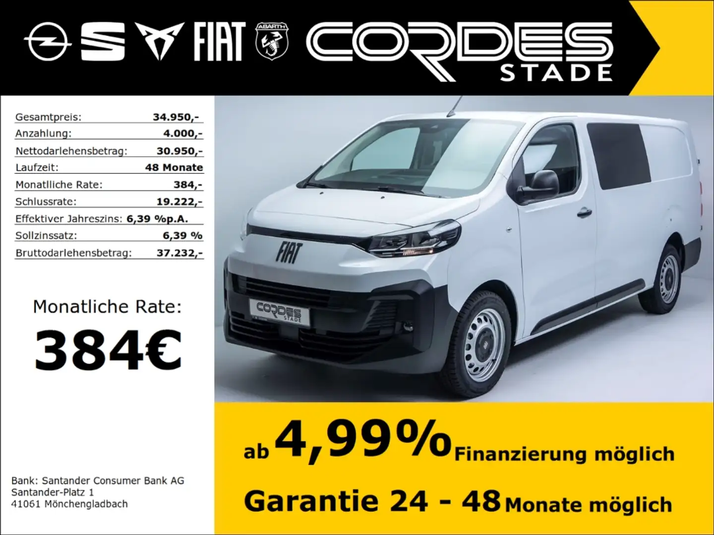 Fiat Scudo MULTICAB 6-Sitzer L3 2.0 D Navi + CITY Paket + Wor Blanco - 1