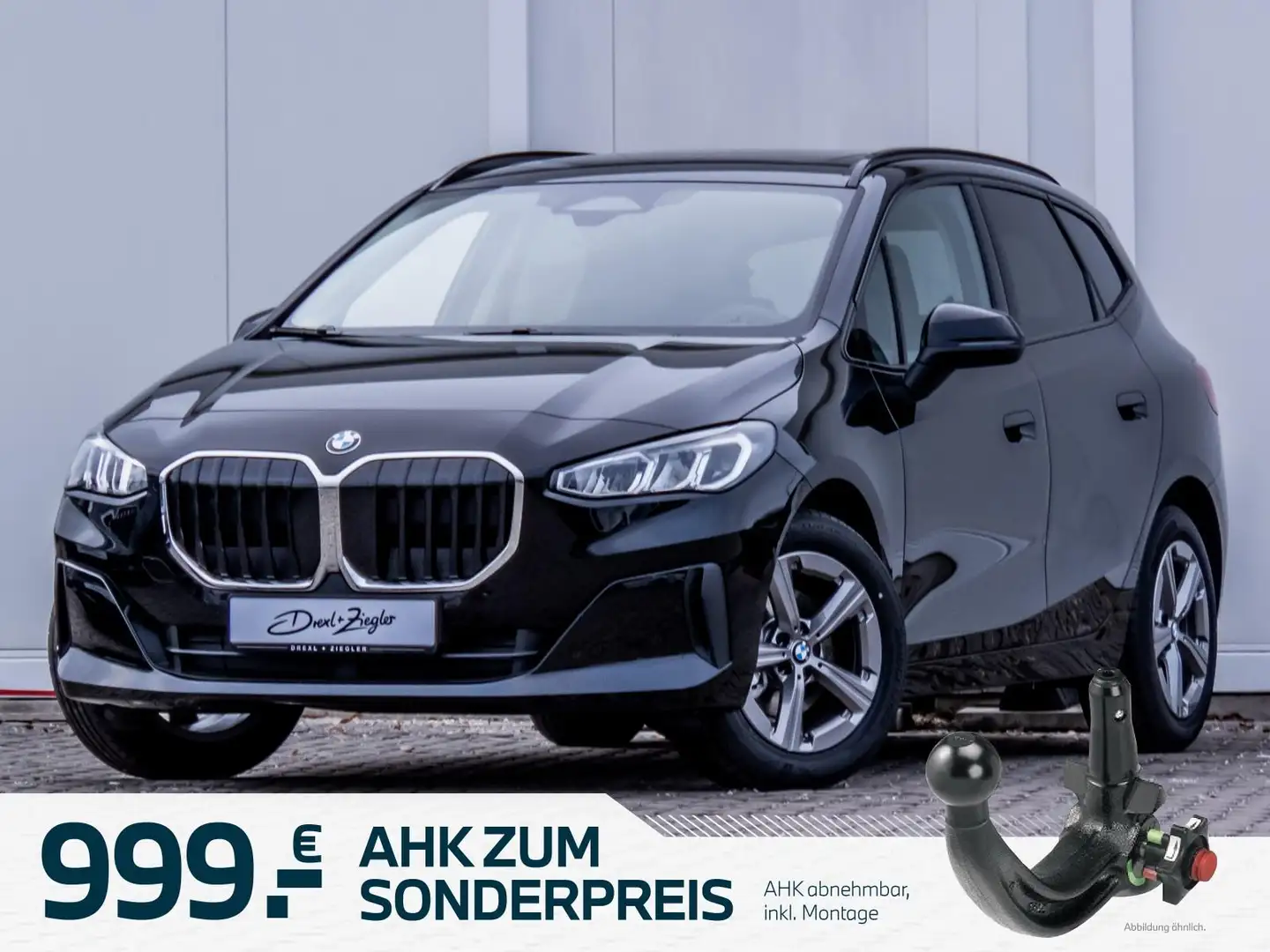 BMW 218 218d Active Tourer AHK PanoDach Sportsitz Travel Zwart - 1