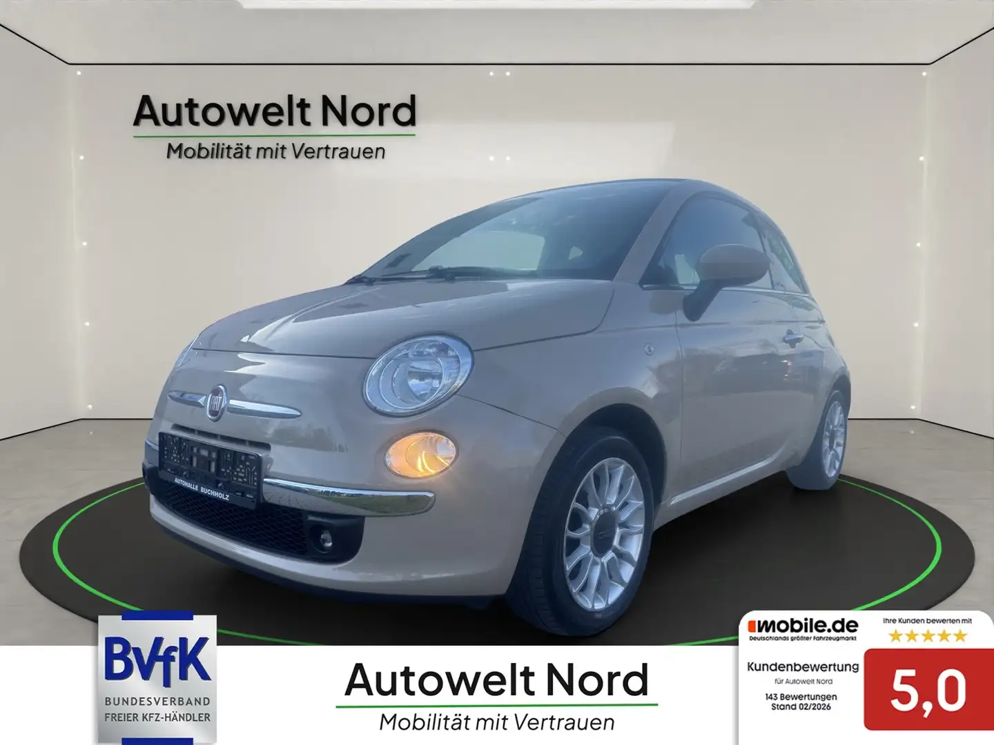 Fiat 500C 500 C 1.2 Lounge~Cabriole~Alu~Klima~Teilleder ( Br Beige - 1