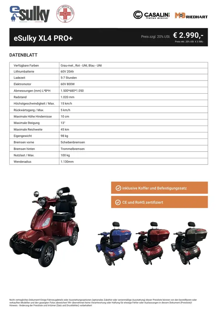 Casalini Sulky eSulky-XL4 Pro+ / Krankenfahrstuhl Szary - 2