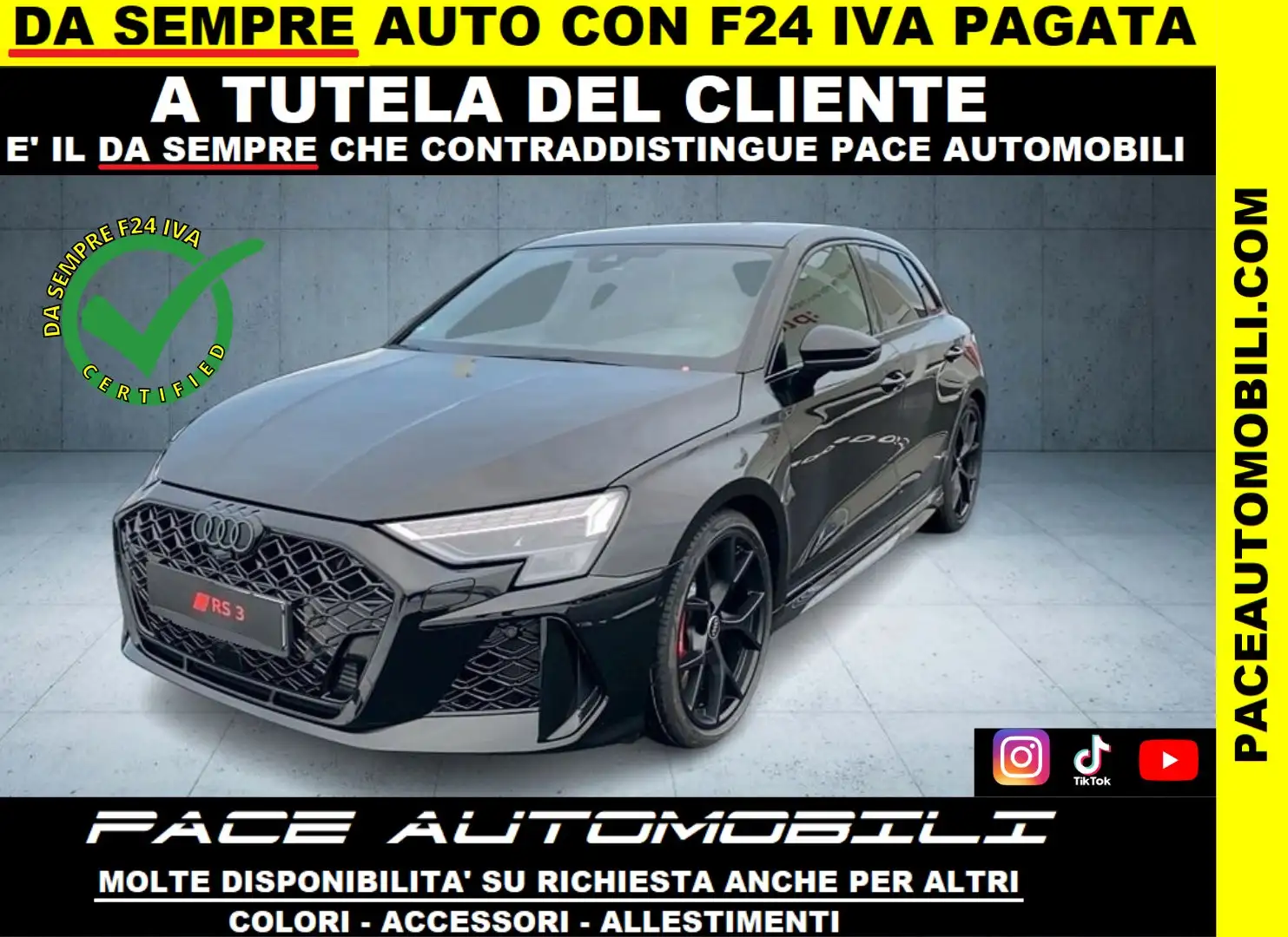 Audi RS3 SEDILI A GUSCIO BLACK PACK B&O TETTO HUD LIM 280/H Nero - 1