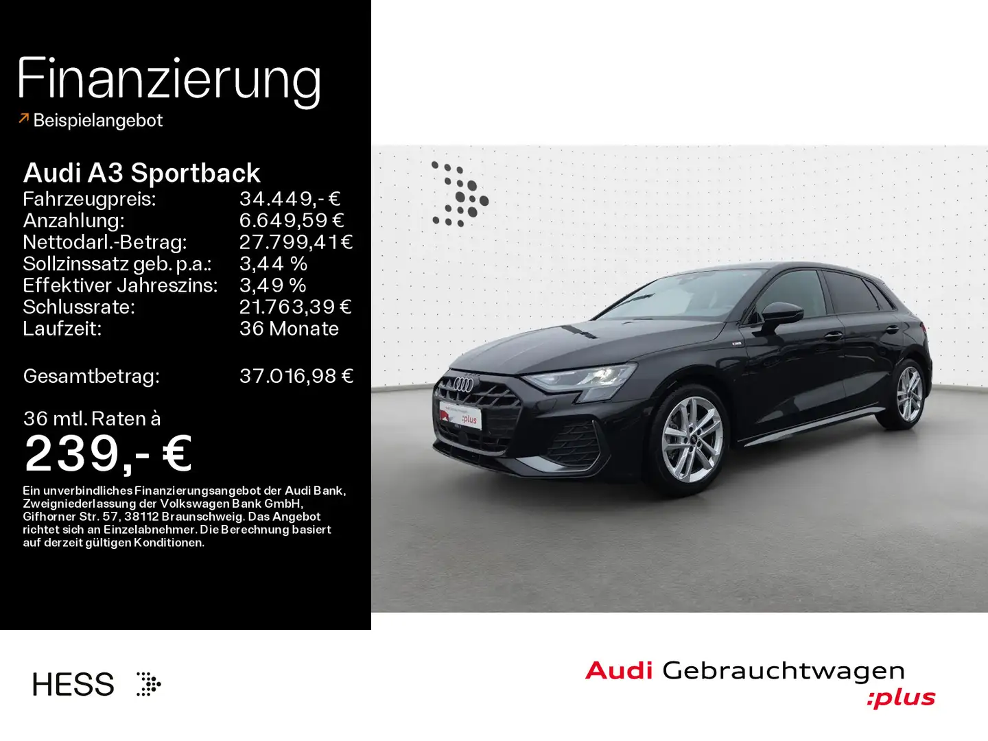 Audi A3 35 TFSI S-LINE*NAVI-PLUS*LED*SONOS* Schwarz - 1