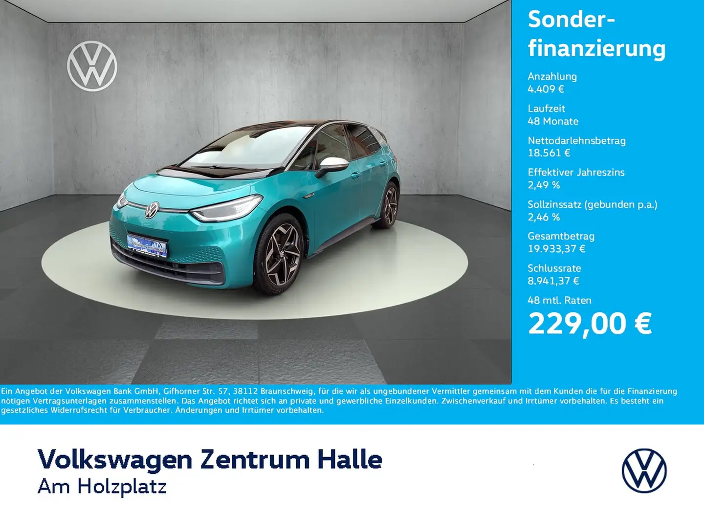 Volkswagen ID.3 Pro Performance 150 kW 1st Plus Blau - 1