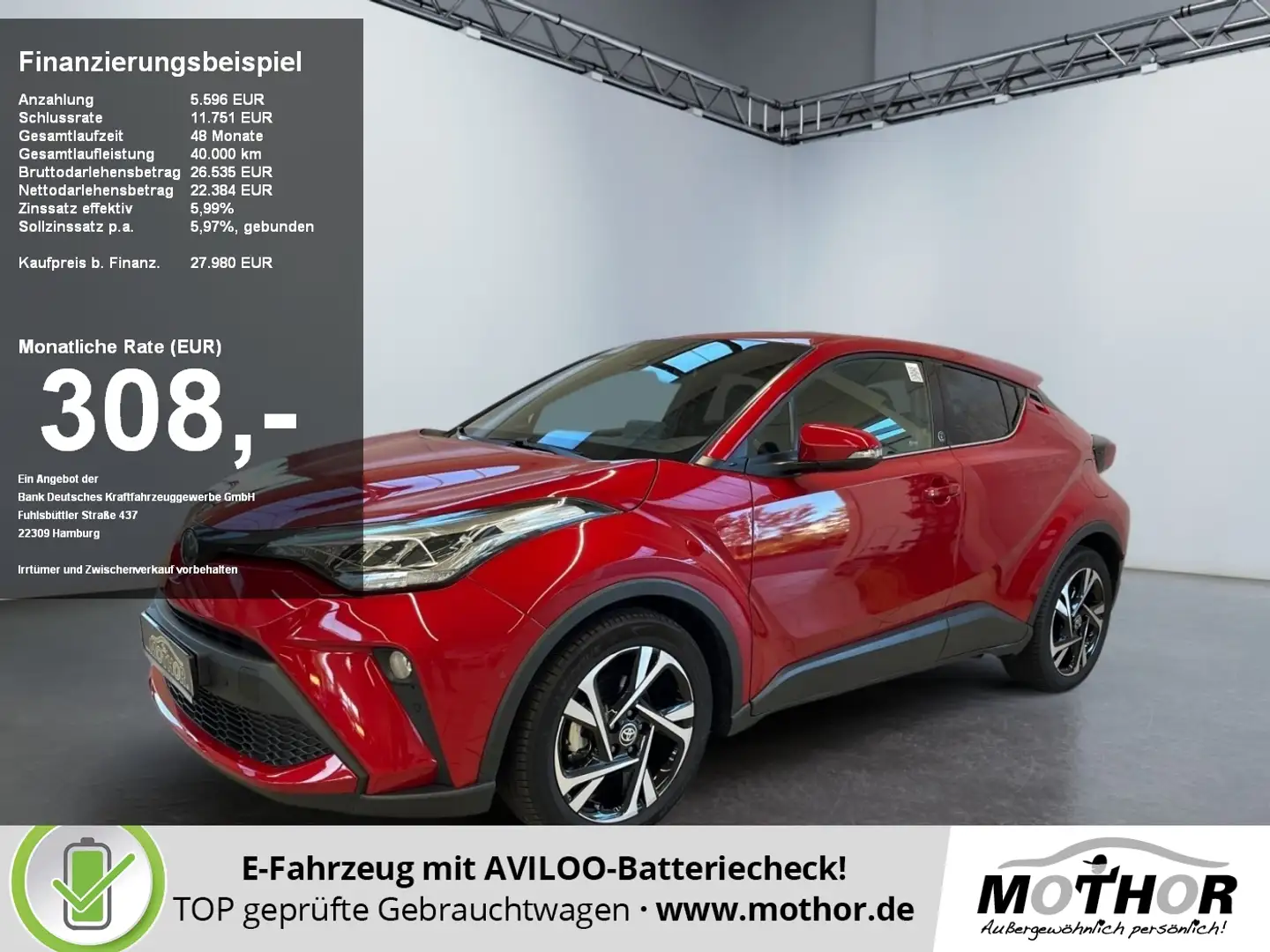 Toyota C-HR Team D 2.0 Hybrid Automatik Rückfahrkamera Rouge - 1