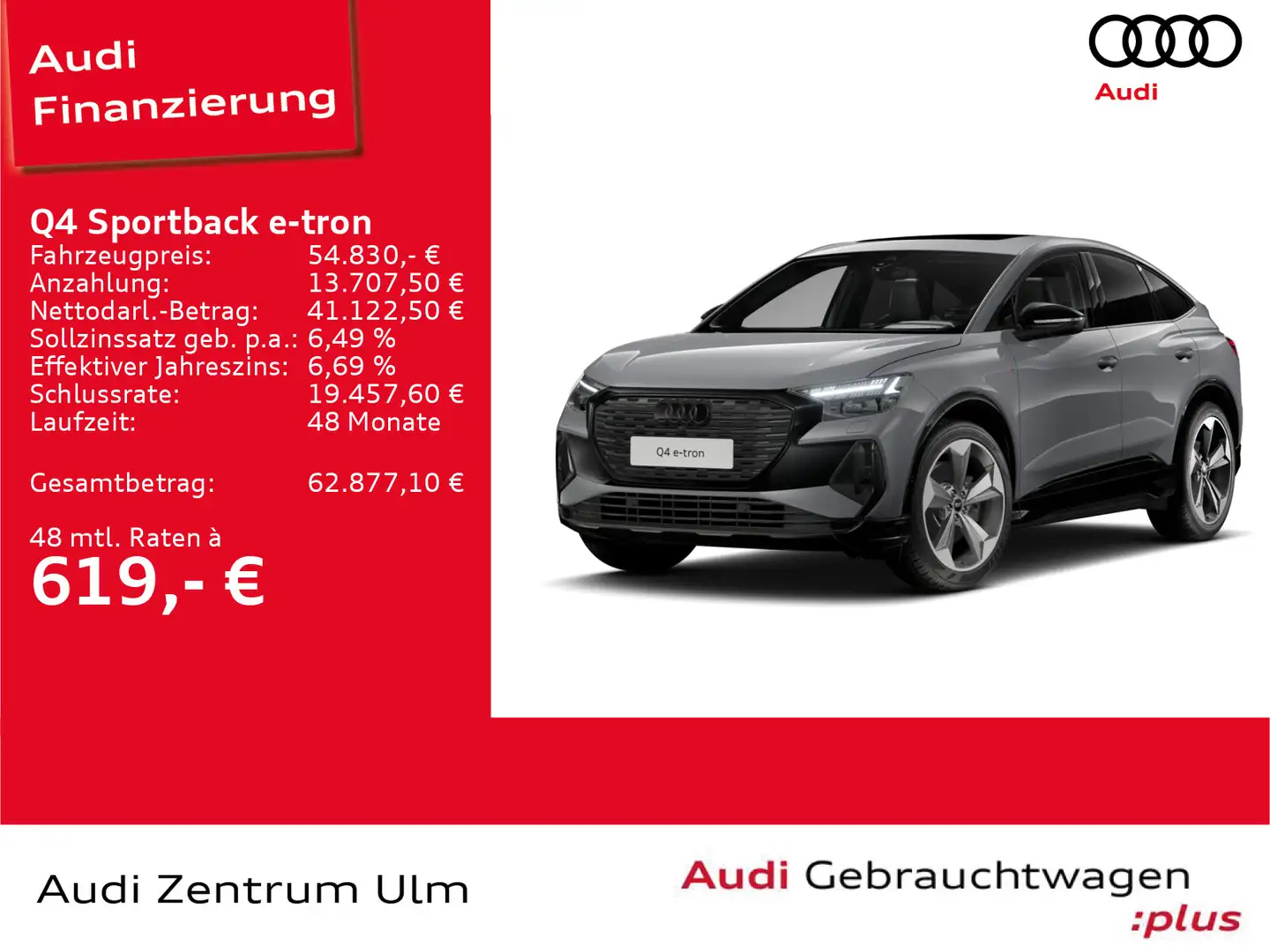 Audi Q4 e-tron Q4 Sportback 45e-tron qu S-Line edition AHK PANO Grau - 1