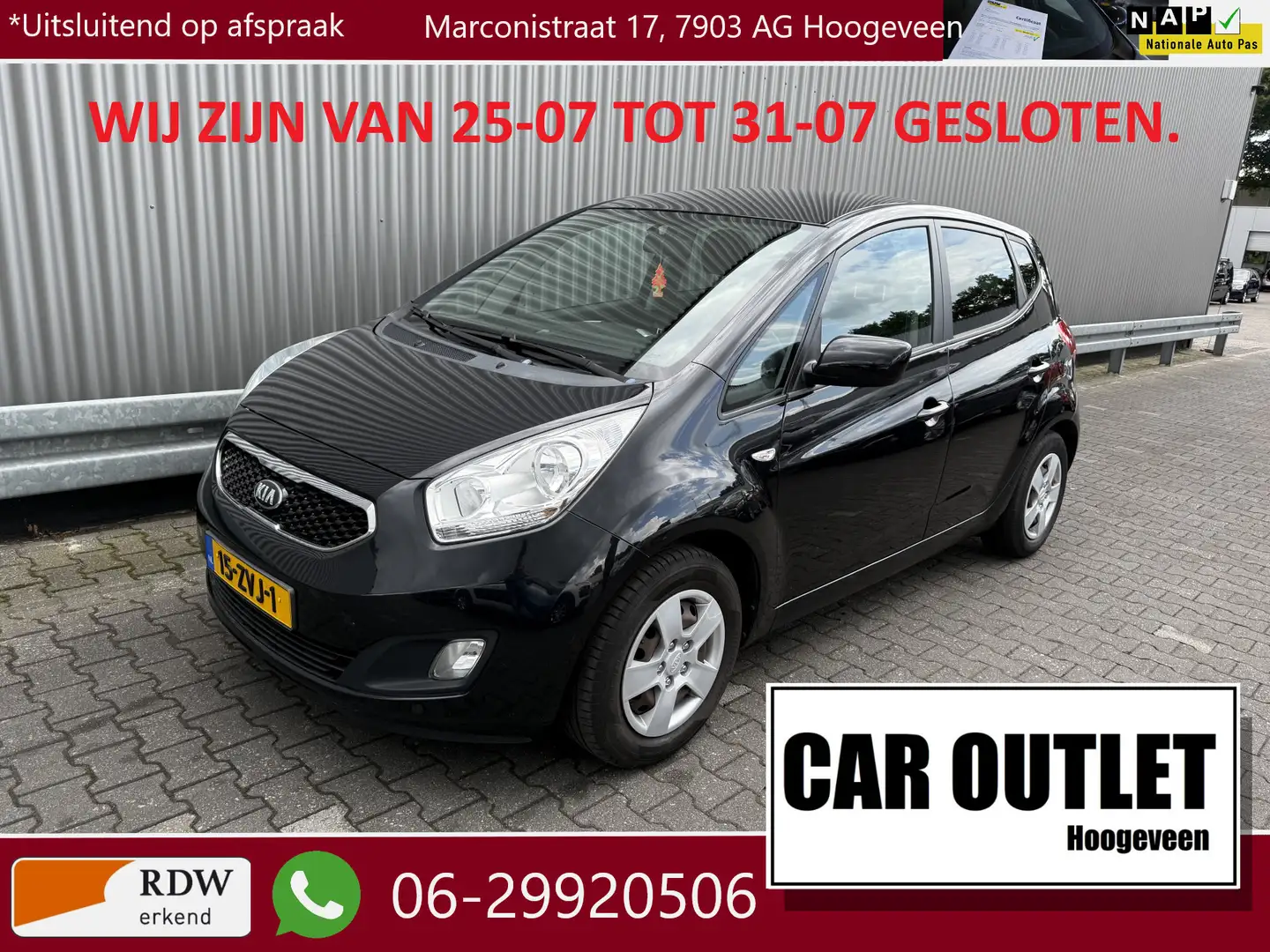 Kia Venga 1.6 CVVT Plus Pack AUTOMAAT Navi Camera Cruise --I Zwart - 1
