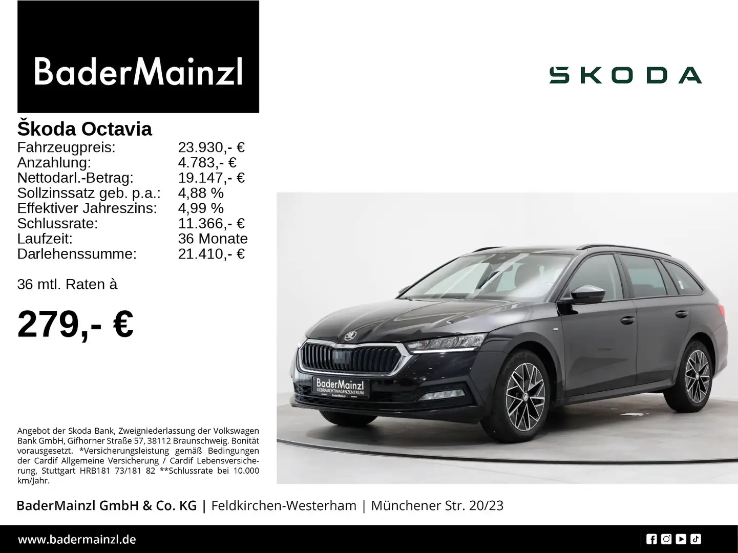 Skoda Octavia Combi 2.0 TDI DSG Clever Navi LED SHZ Schwarz - 1
