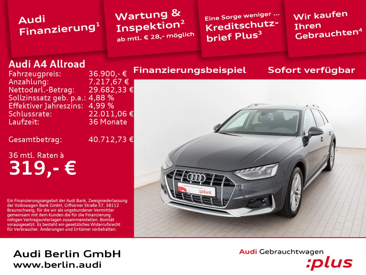 Audi A4 allroad A4 allroad qu. 45 TFSI S tr. AHK LED PDC NAVI Grau - 1