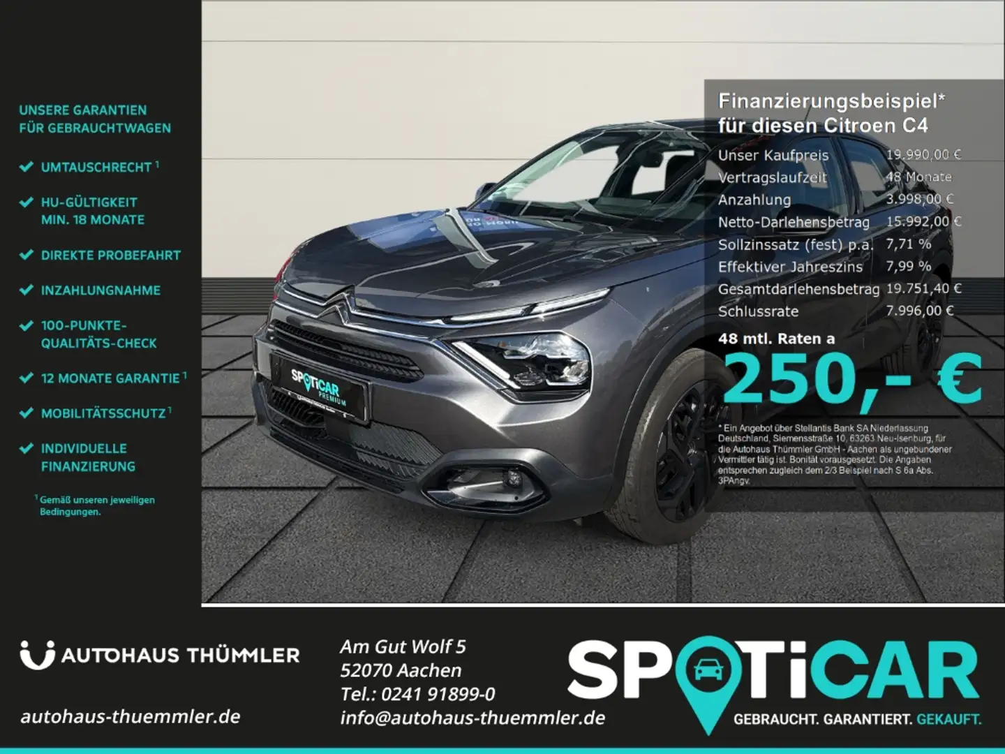 Citroen C4 PureTech 130 EAT8 Feel Pack HUD Navi LED Apple Car Grau - 1