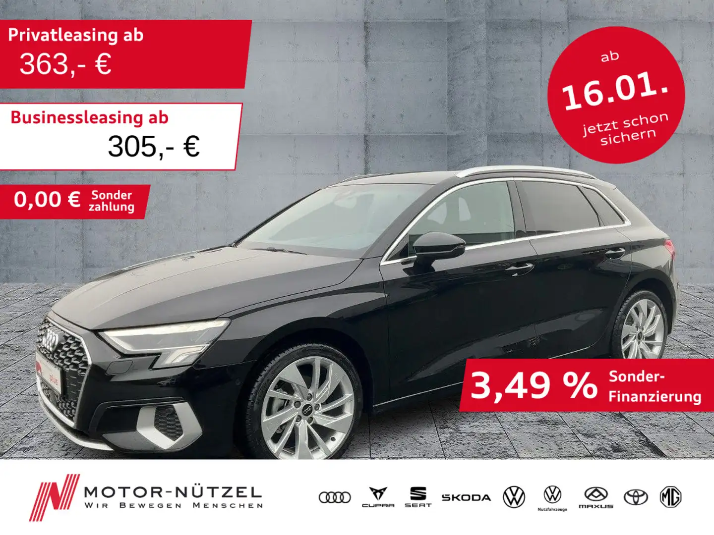 Audi A3 35 TDI S-TR ADVANCED LED+NAV+AHK+18 Schwarz - 1