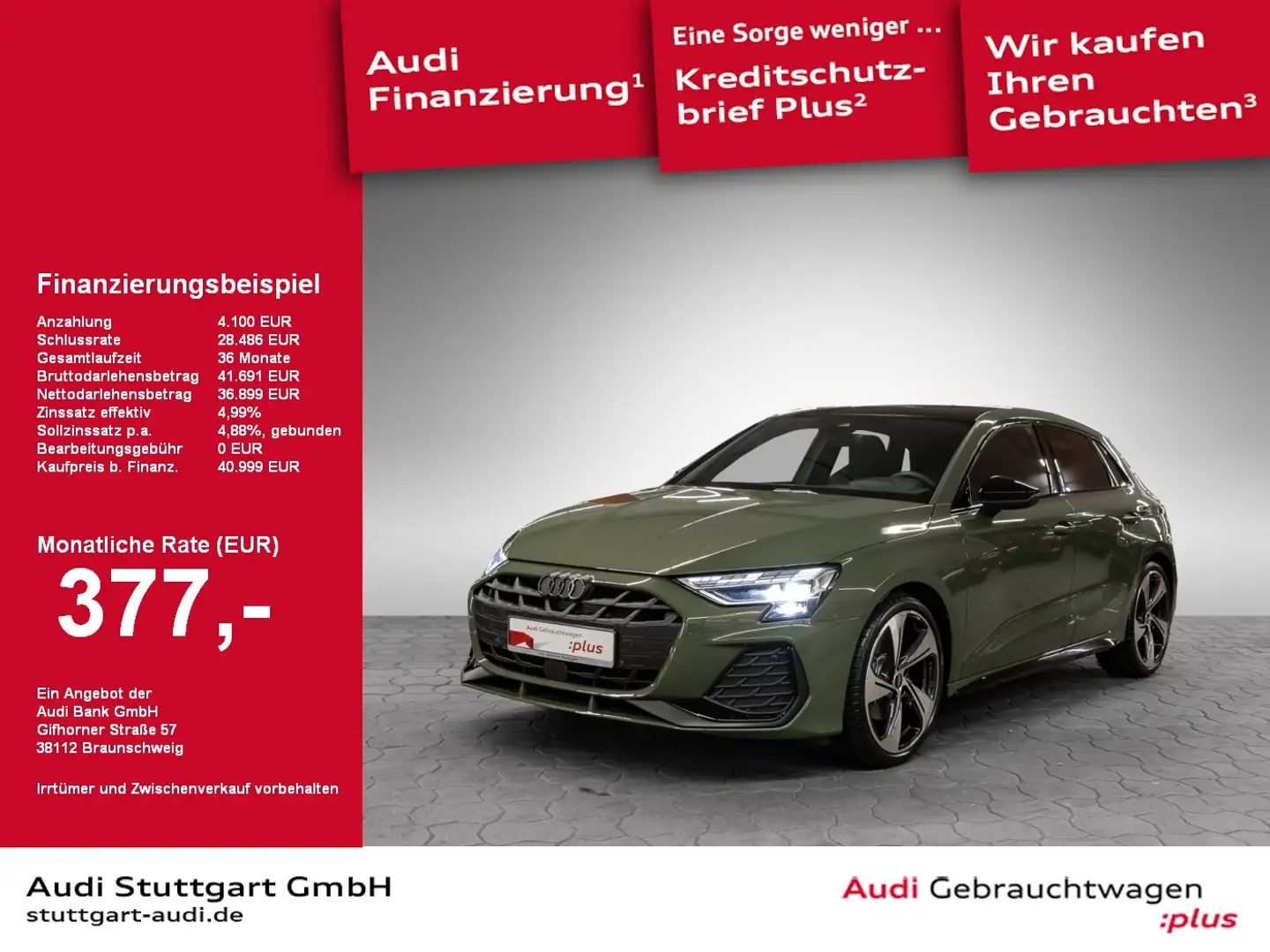 Audi A3 Sportback 35 TFSI S line Matrix Navi Pano HuD Verde - 1