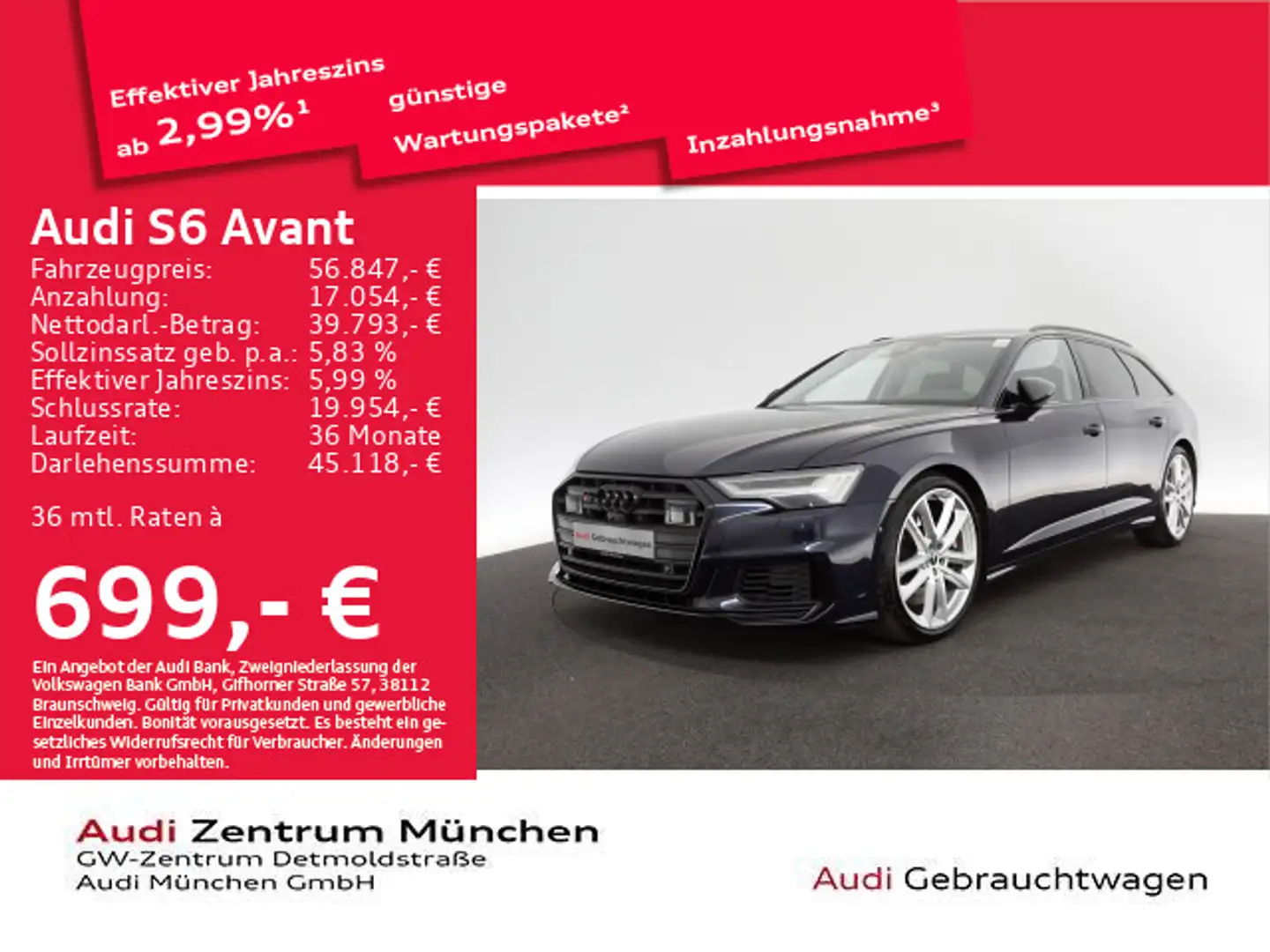 Audi S6 TDI UPE:112" Luftfed/StdHzg/Allradlenku Blau - 1