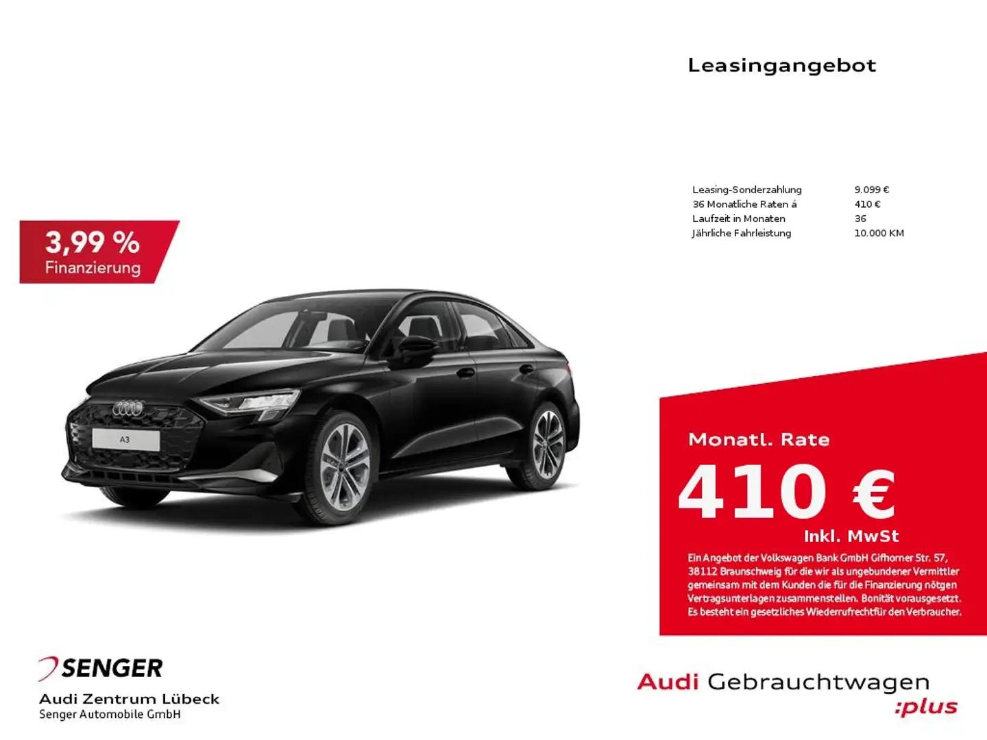 Audi A3 Limousine advanced 35 TFSI Audi connect LED Schwarz - 1