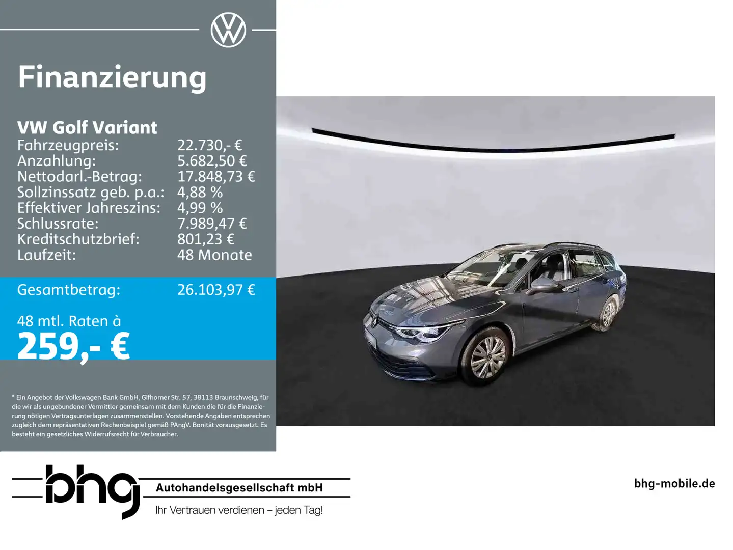 Volkswagen Golf Variant 1.5 eTSI OPF DSG Life Grau - 1