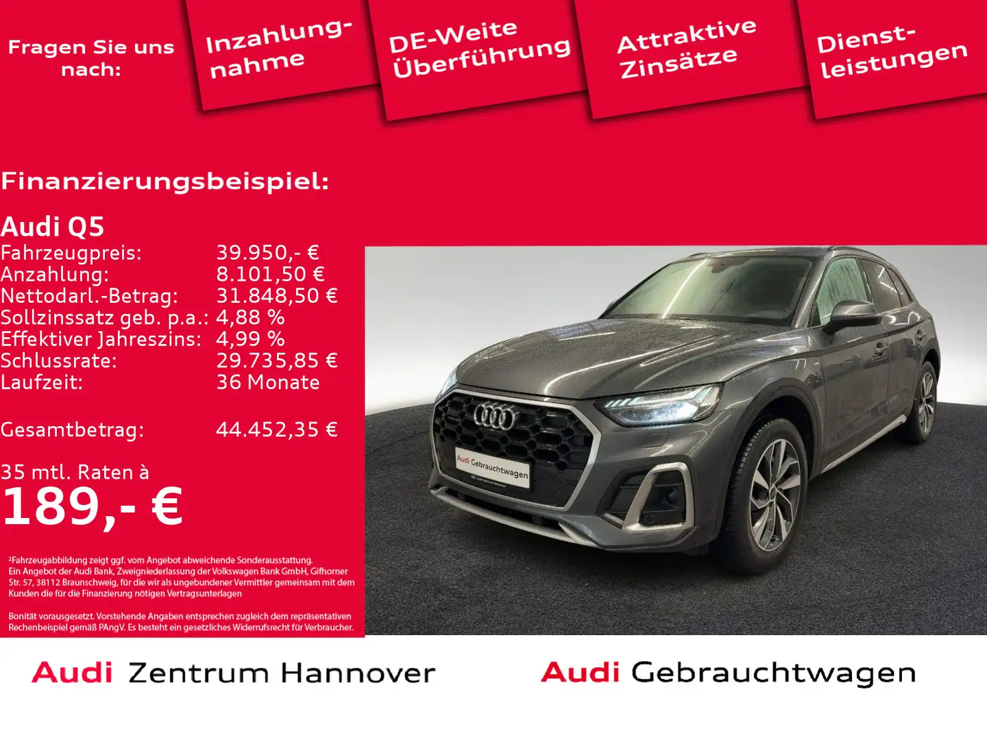 Audi Q5 40 TDI S line quattro Matrix AHK Navi Parklen Grigio - 1