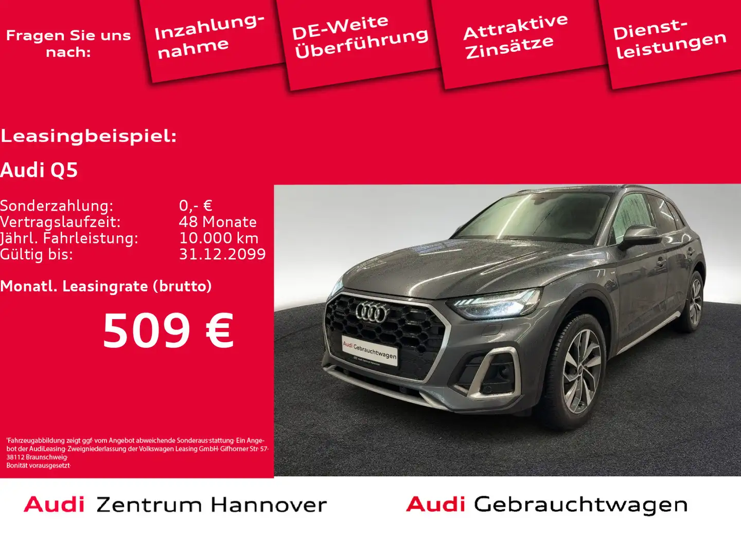 Audi Q5 40 TDI S line quattro Matrix AHK Navi Parklen Grau - 1