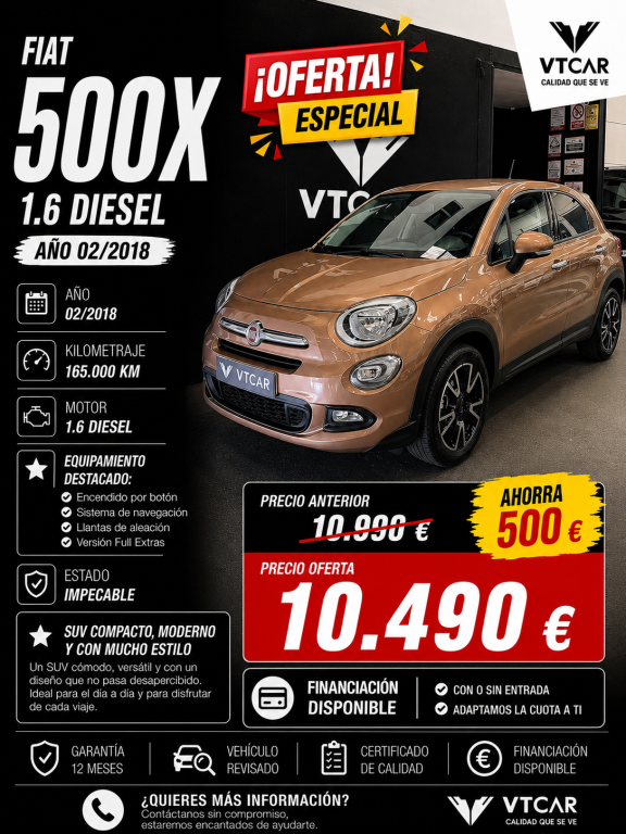Fiat 500X 1.6Mjt S&S Cross 4x2 88kW - foto 1