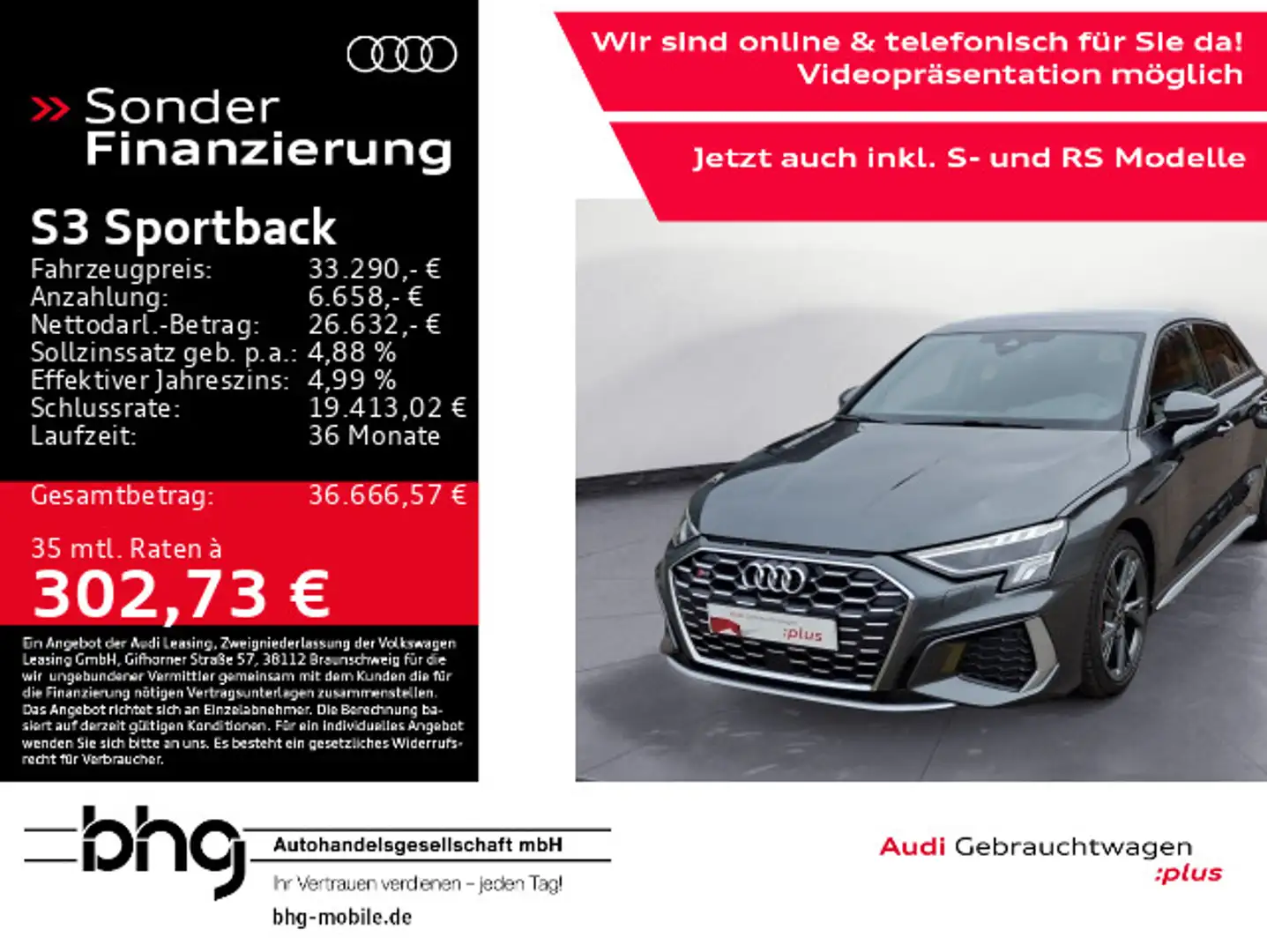 Audi S3 q. TFSI S tronic Sitzheizung Grau - 1