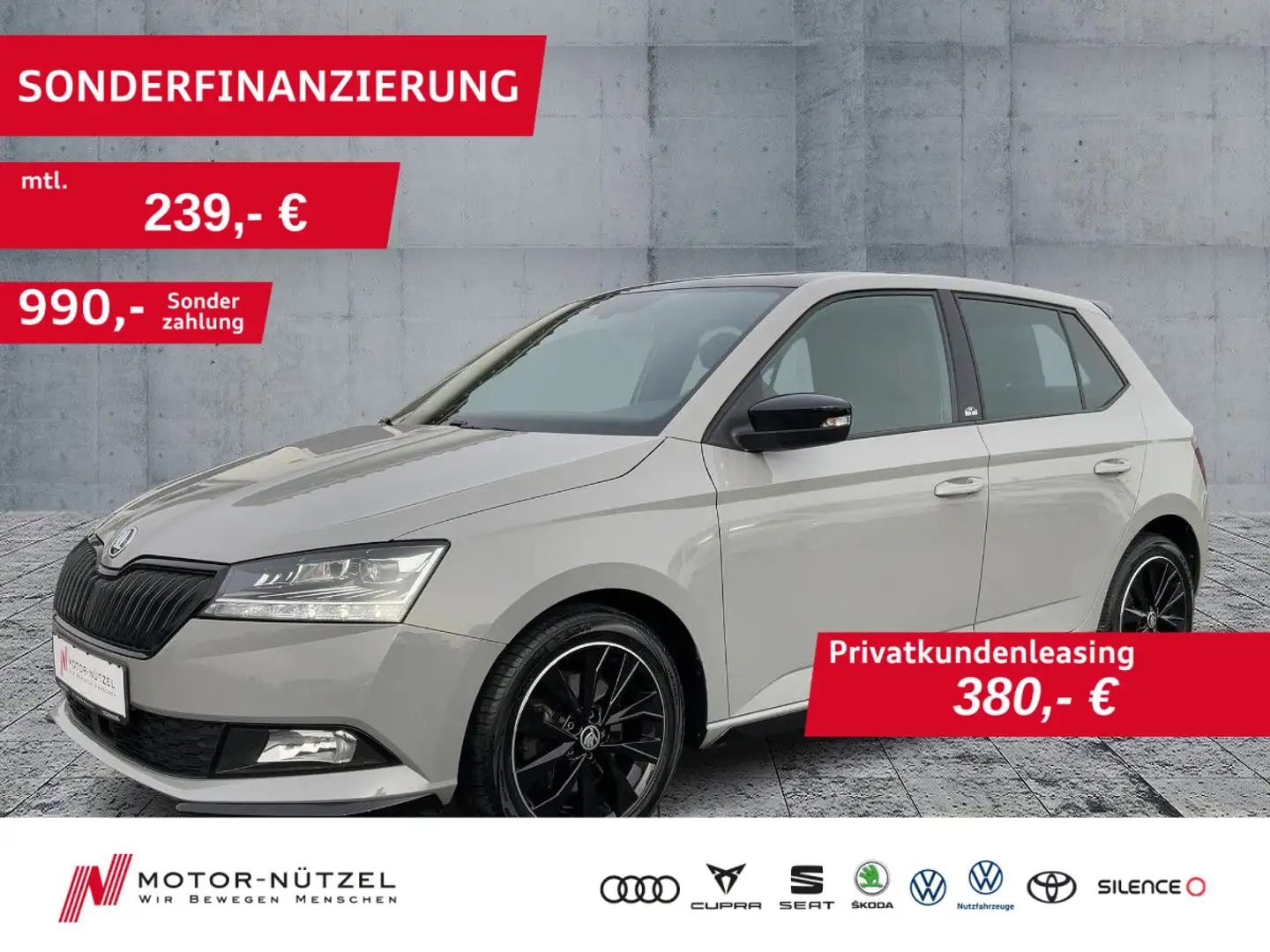 Skoda Fabia 1.0TSI MONTE CARLO LED+APP+PDC+SHZ+PANO+BT Gris - 1