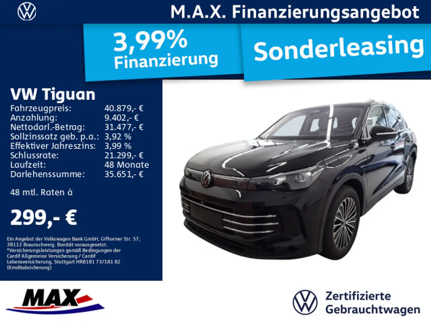 Volkswagen Tiguan 2.0 TDI DSG ELEGANCE IQ.LIGHT+PANO+AHK+KA Schwarz - 1
