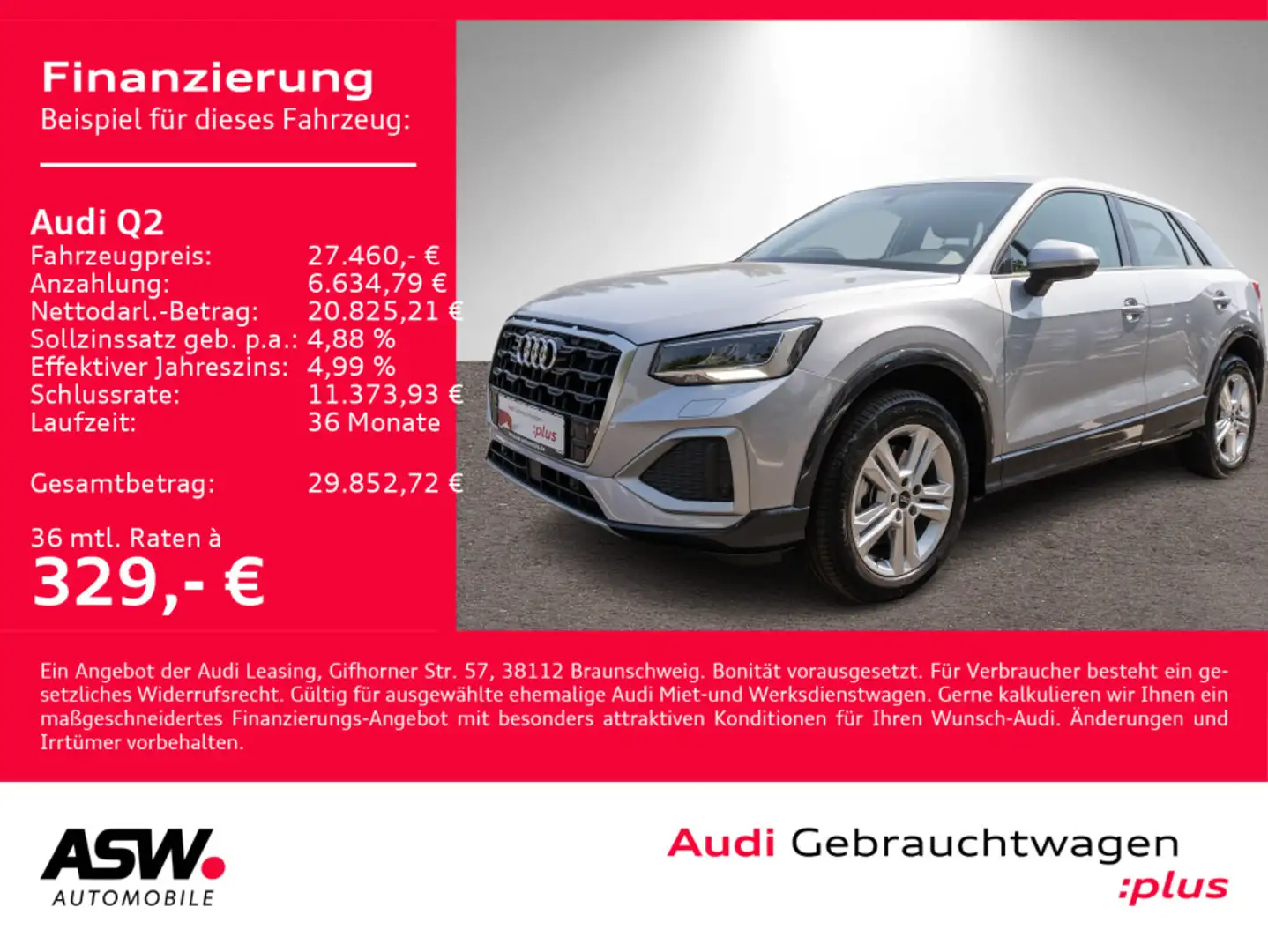 Audi Q2 advanced 35TDI quattro Stronic LED AHK RFK Argent - 1