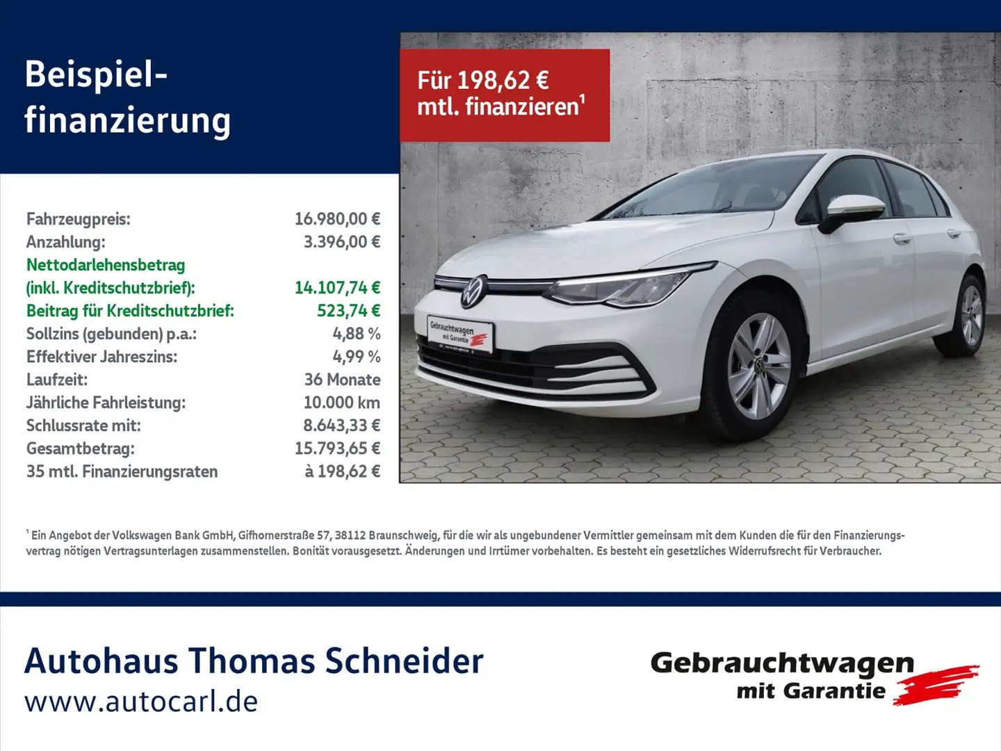 Volkswagen Golf VIII Life 1.5 TSI BusinessPrem. L+S/AHK/SHZ/NAV K Bianco - 1